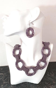 Pair of Purple Murano Glass Beads Earrings
