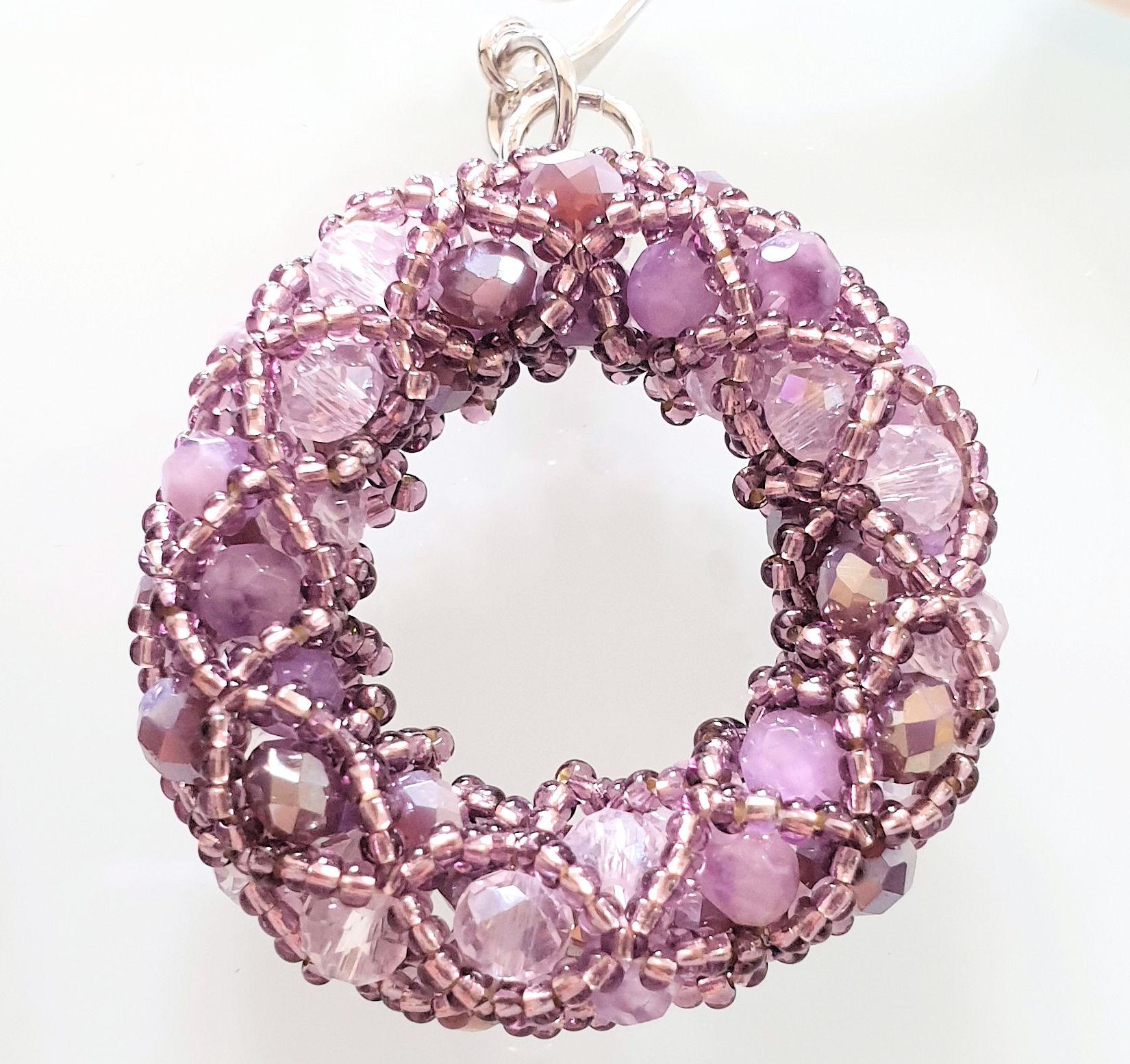 Women's Pair of Purple Murano Glass Beads Earrings For Sale