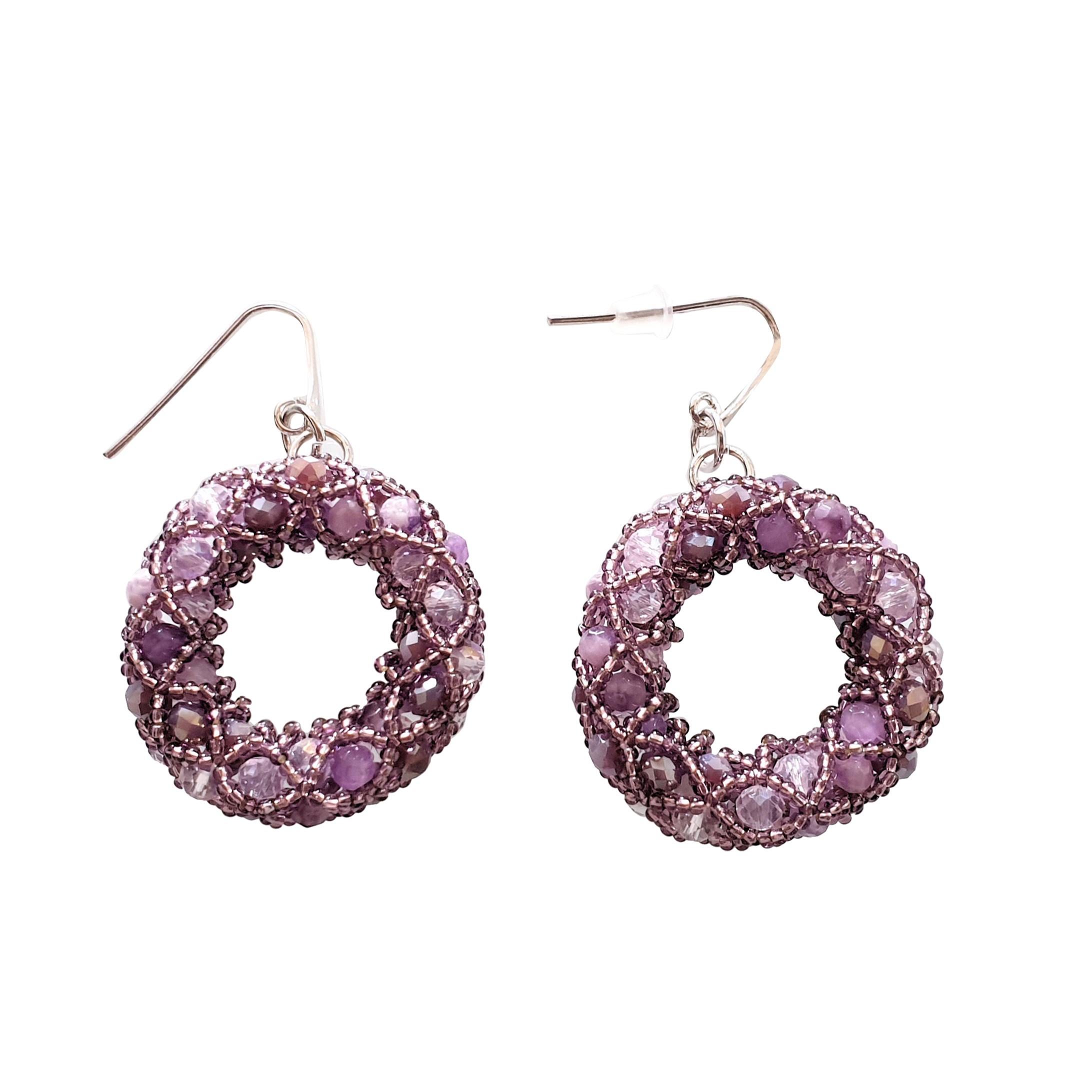 Pair of Purple Murano Glass Beads Earrings  For Sale