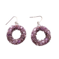 Pair of Purple Murano Glass Beads Earrings 