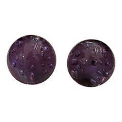 Pair of Purple Murano Glass Paperweights with Air Bubble Included 1960