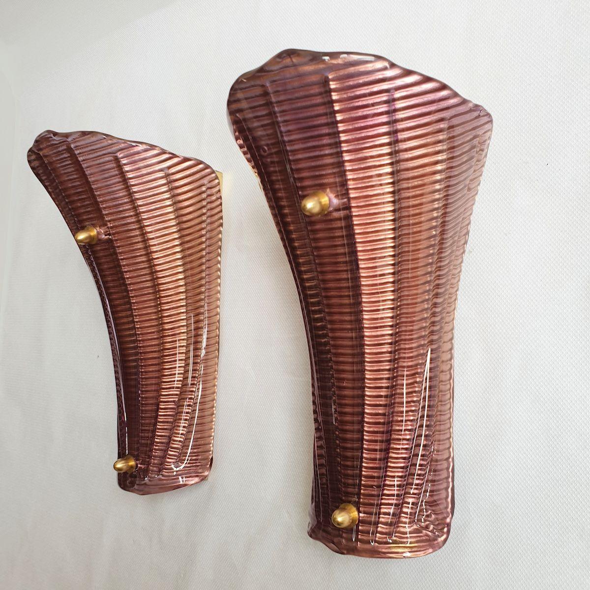 Mid-Century Modern Mid Century Modern Purple Murano Glass Sconces - a pair