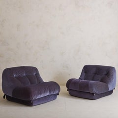 Pair of Purple Nuvolone Lounge Chairs by Rino Maturi for Mimo Padova Italy 1970