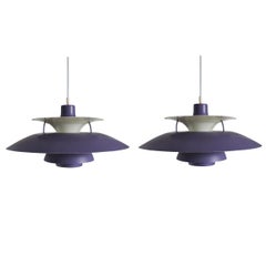 Pair of Purple PH5 Pendant Lamp by Poul Henningsen for Louis Poulsen, 1950s