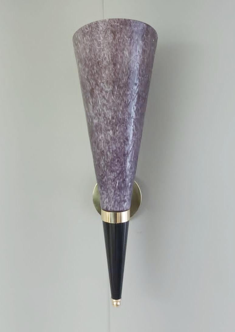 Italian Pair of Purple Torchere Sconces - 3 Pairs Available For Sale