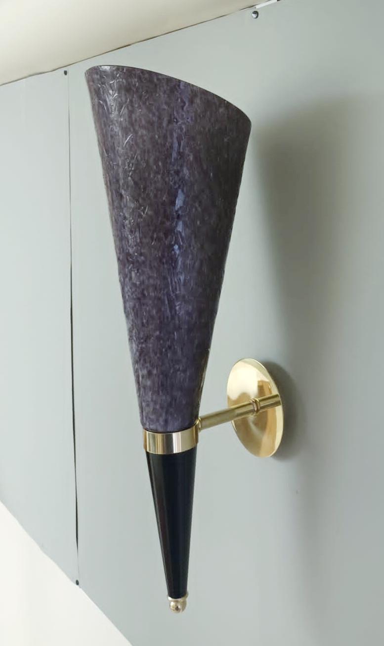 Pair of Purple Torchere Sconces - 3 Pairs Available In Excellent Condition For Sale In Los Angeles, CA