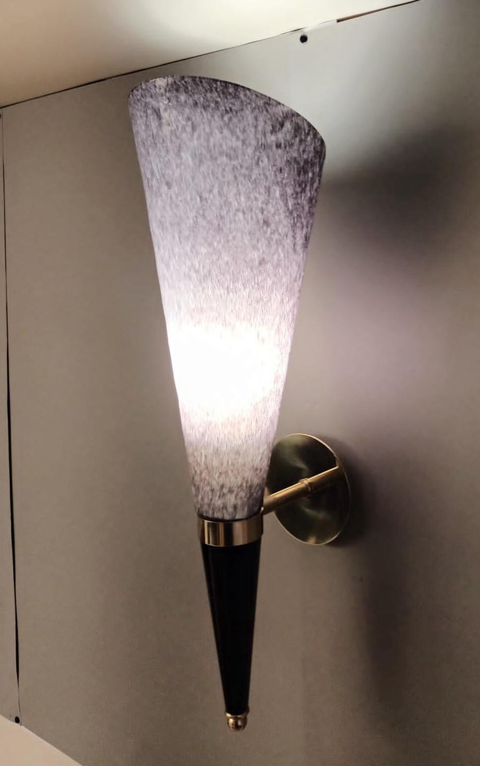 Contemporary Pair of Purple Torchere Sconces - 3 Pairs Available For Sale