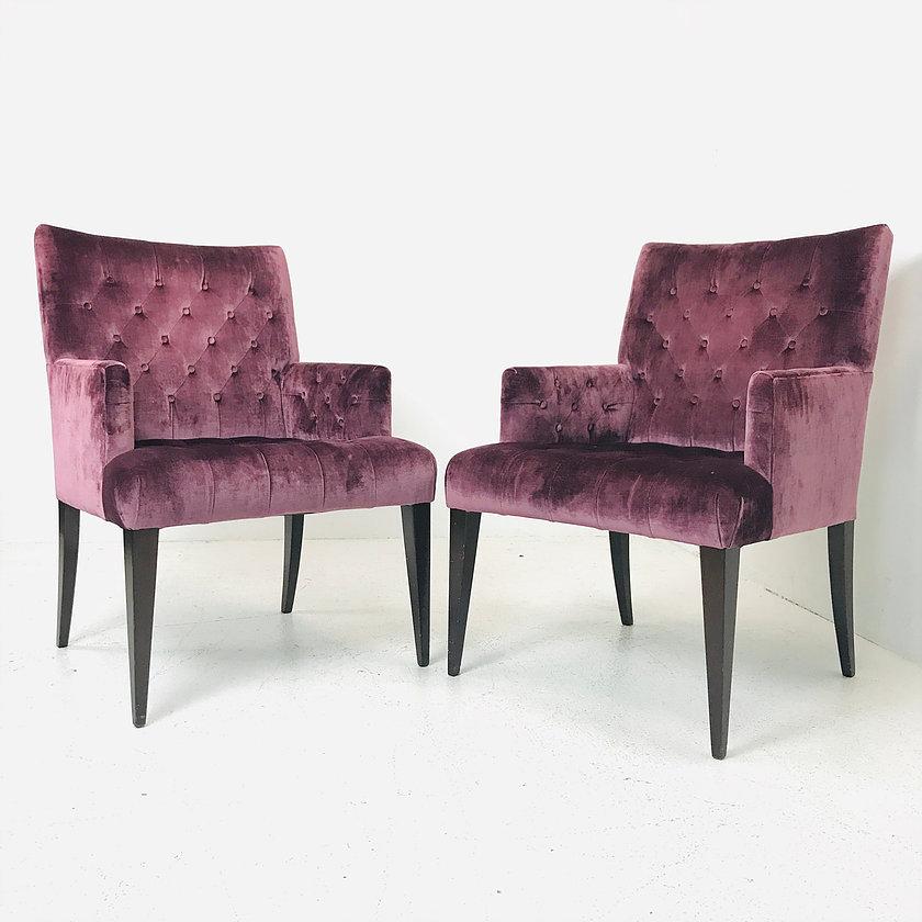 purple velvet armchairs