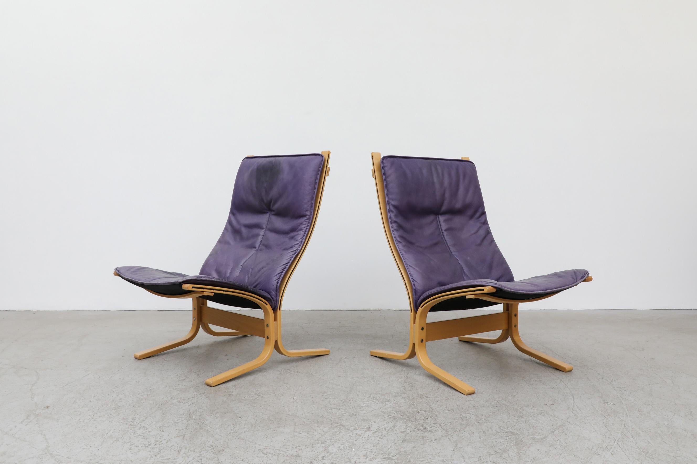 purple leather chairs