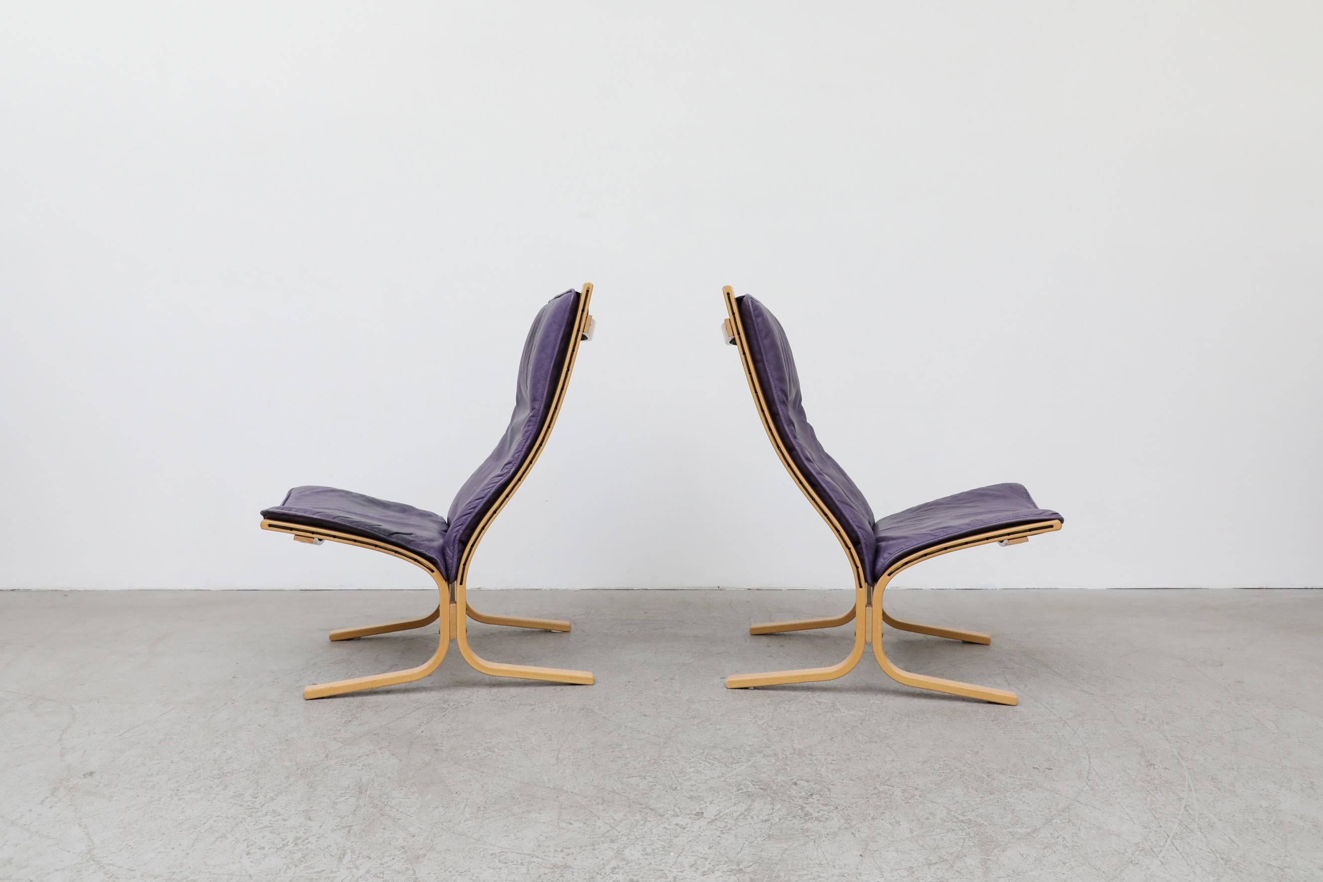 Mid-Century Modern Pair of Purple Westnofa Lounge Chairs