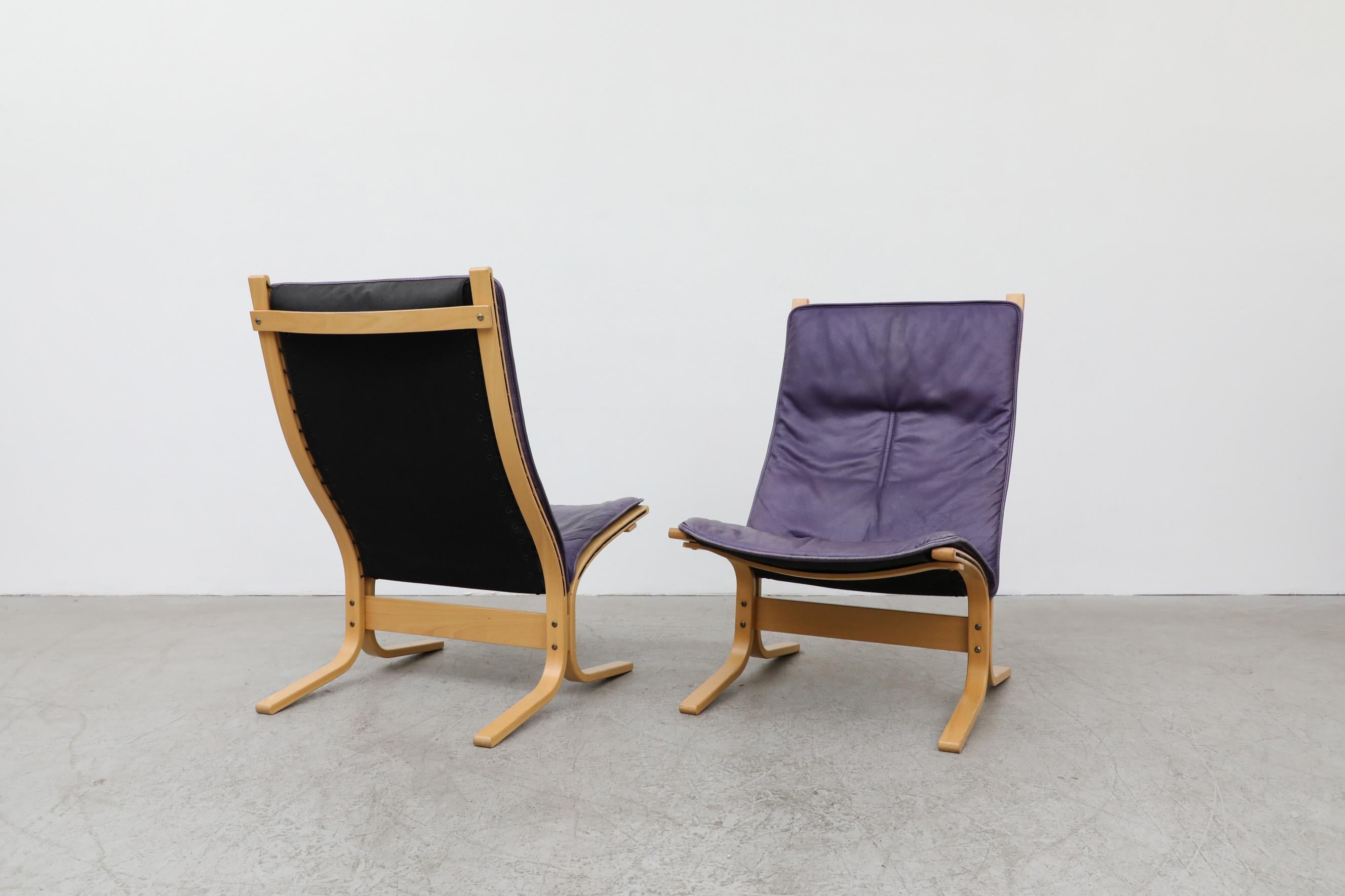 Mid-20th Century Pair of Purple Westnofa Lounge Chairs