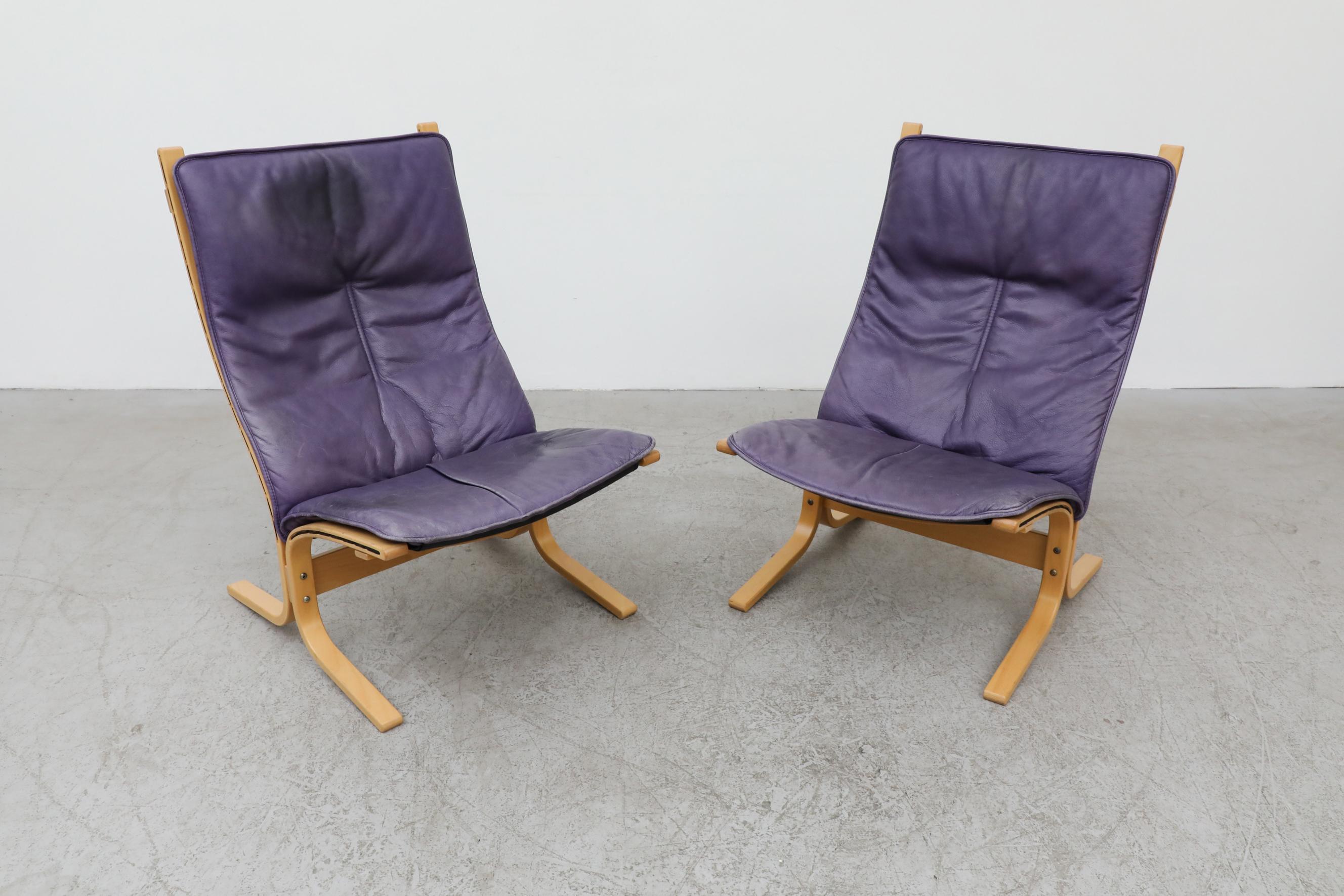 Pair of Purple Westnofa Lounge Chairs 1