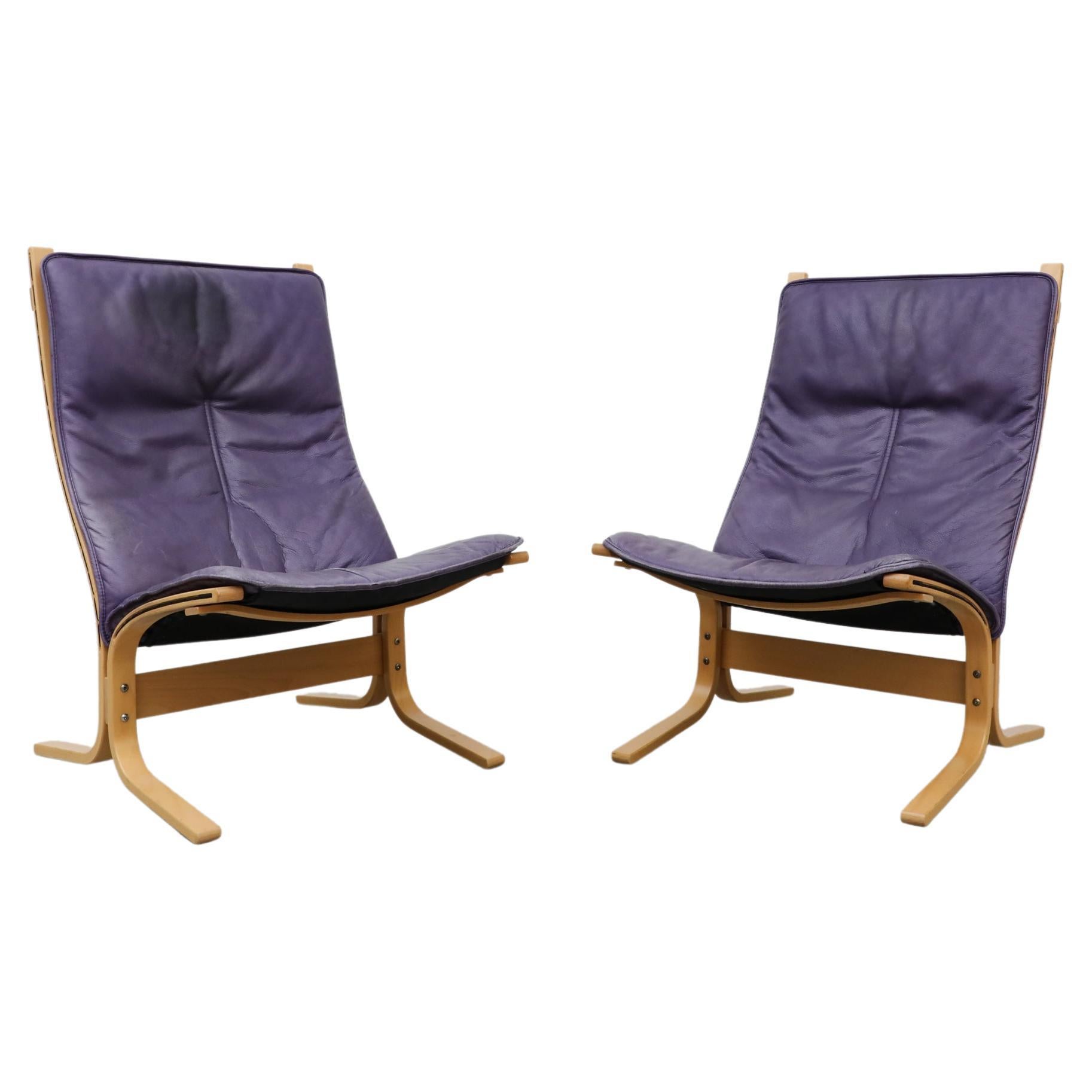 Pair of Purple Westnofa Lounge Chairs