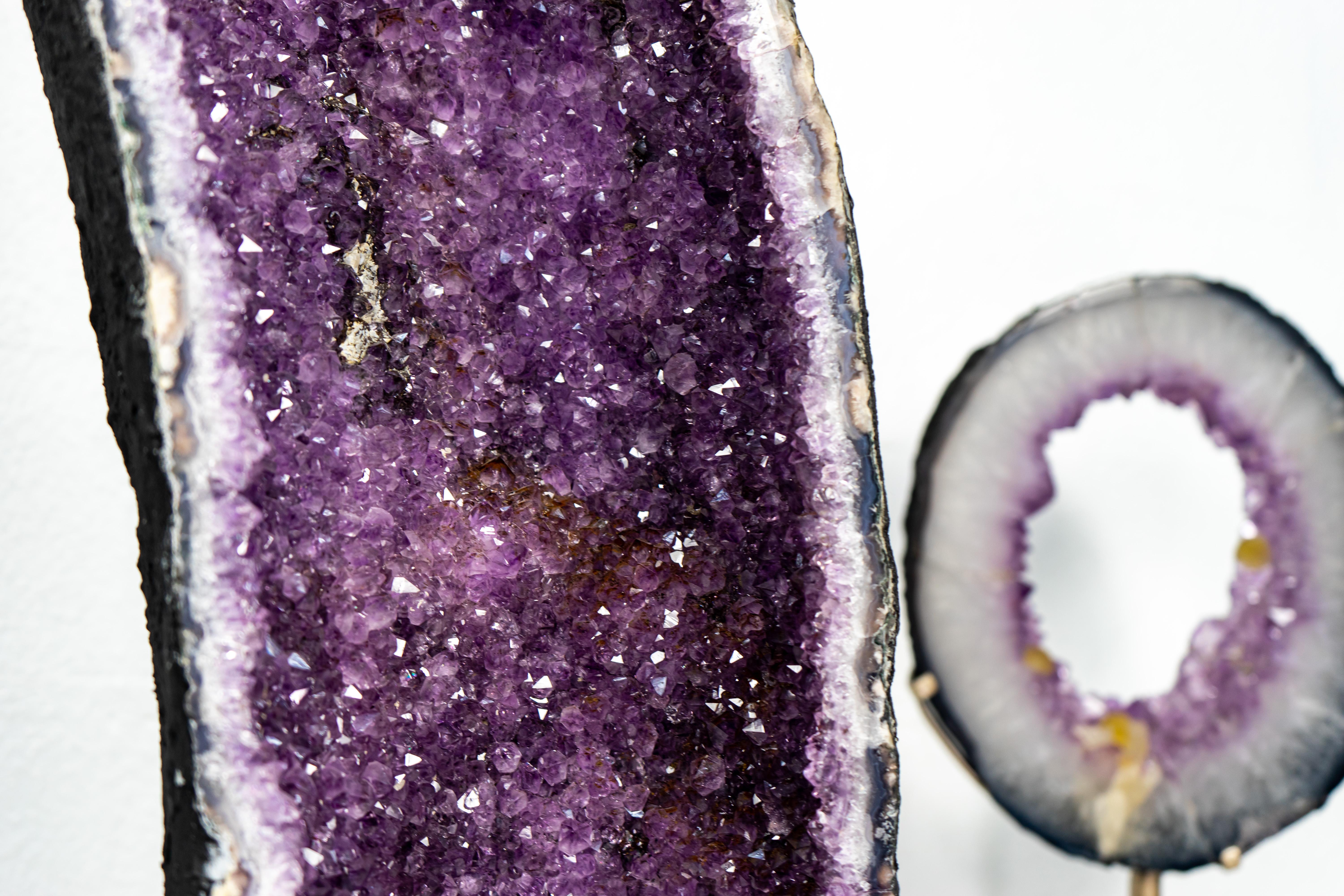 Pair of Purple, X-Tall Amethyst Geode Cathedrals Formed in Archway For Sale 3