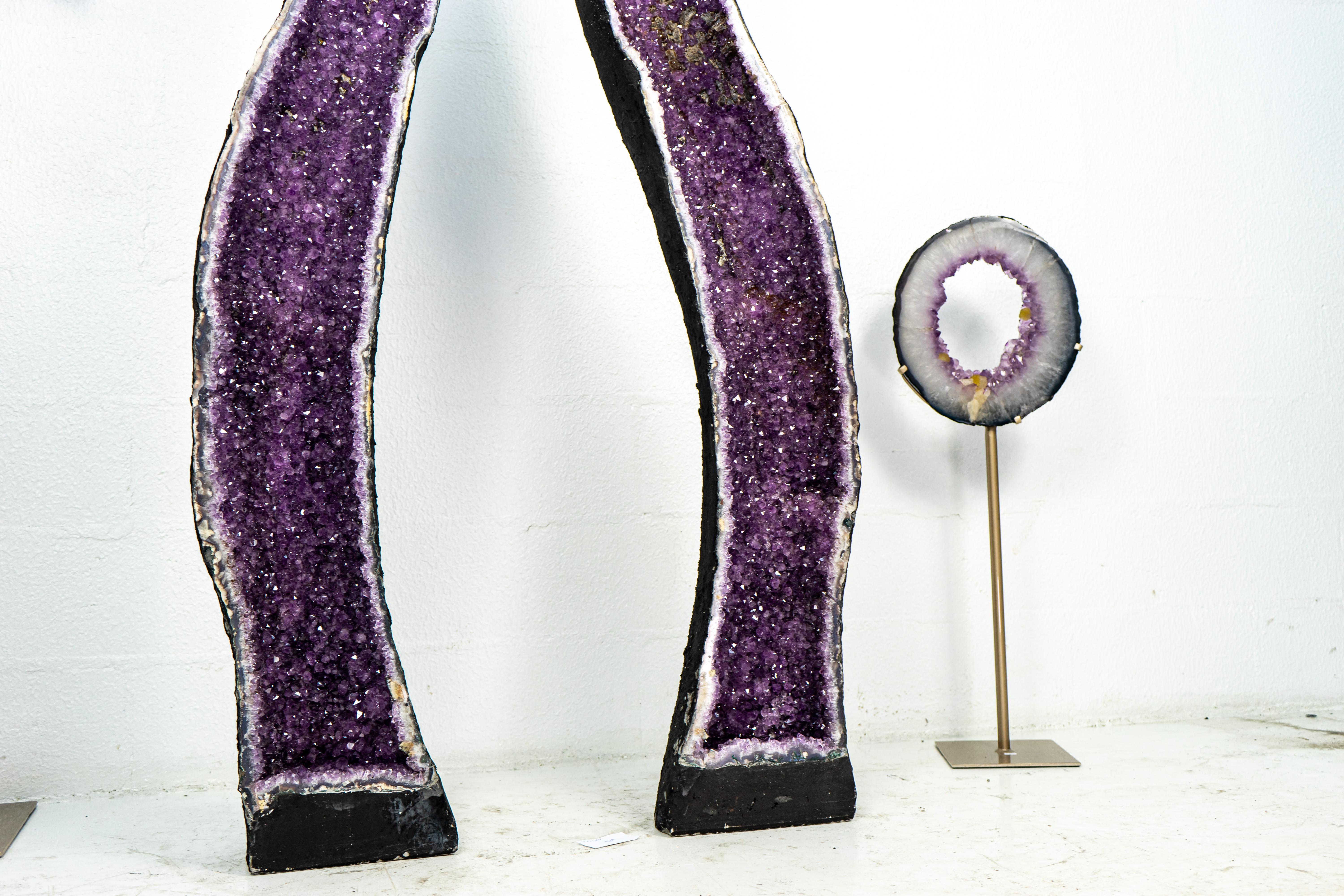 Pair of Purple, X-Tall Amethyst Geode Cathedrals Formed in Archway For Sale 5