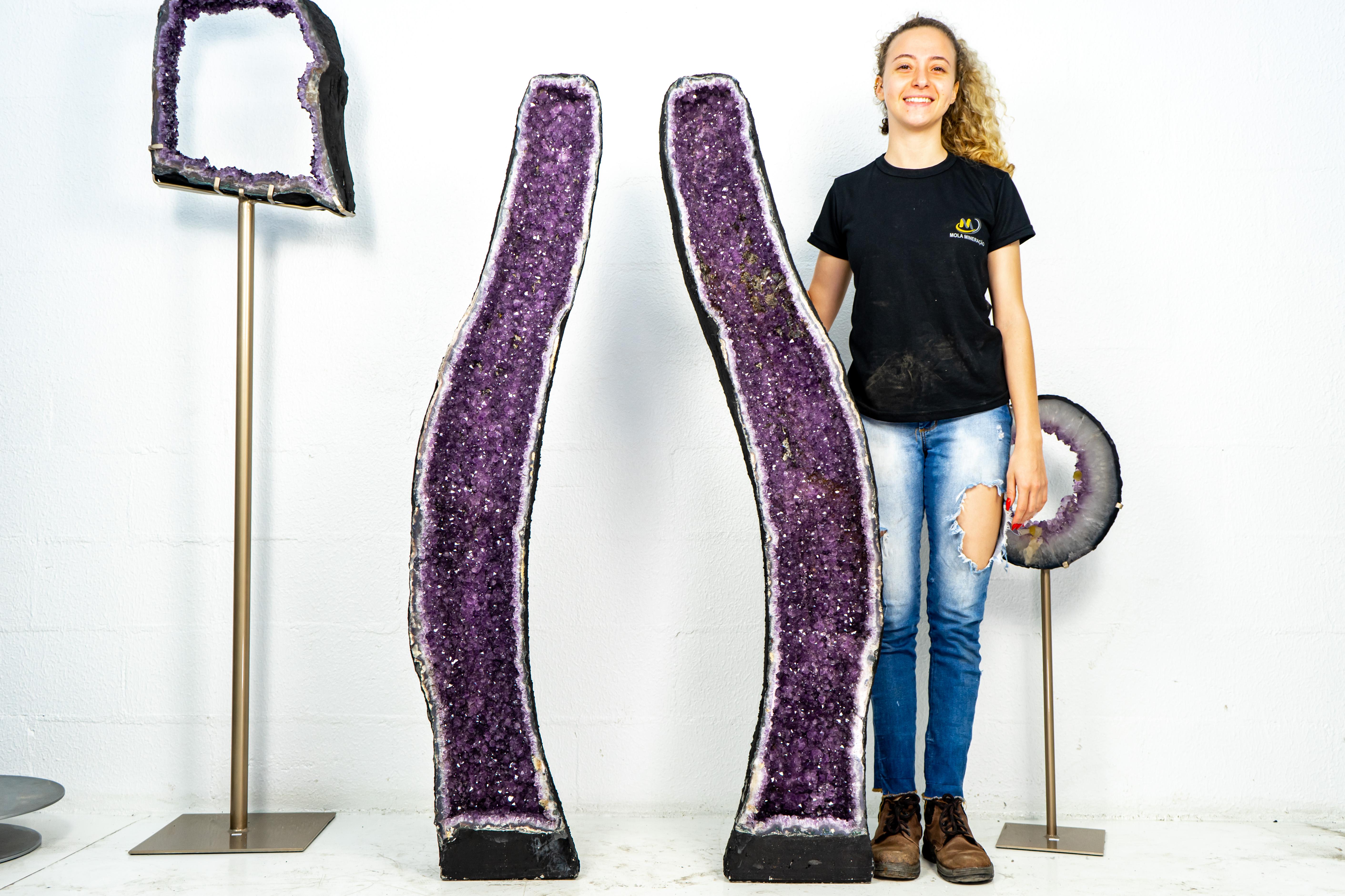 Pair of Purple, X-Tall Amethyst Geode Cathedrals Formed in Archway For Sale 7