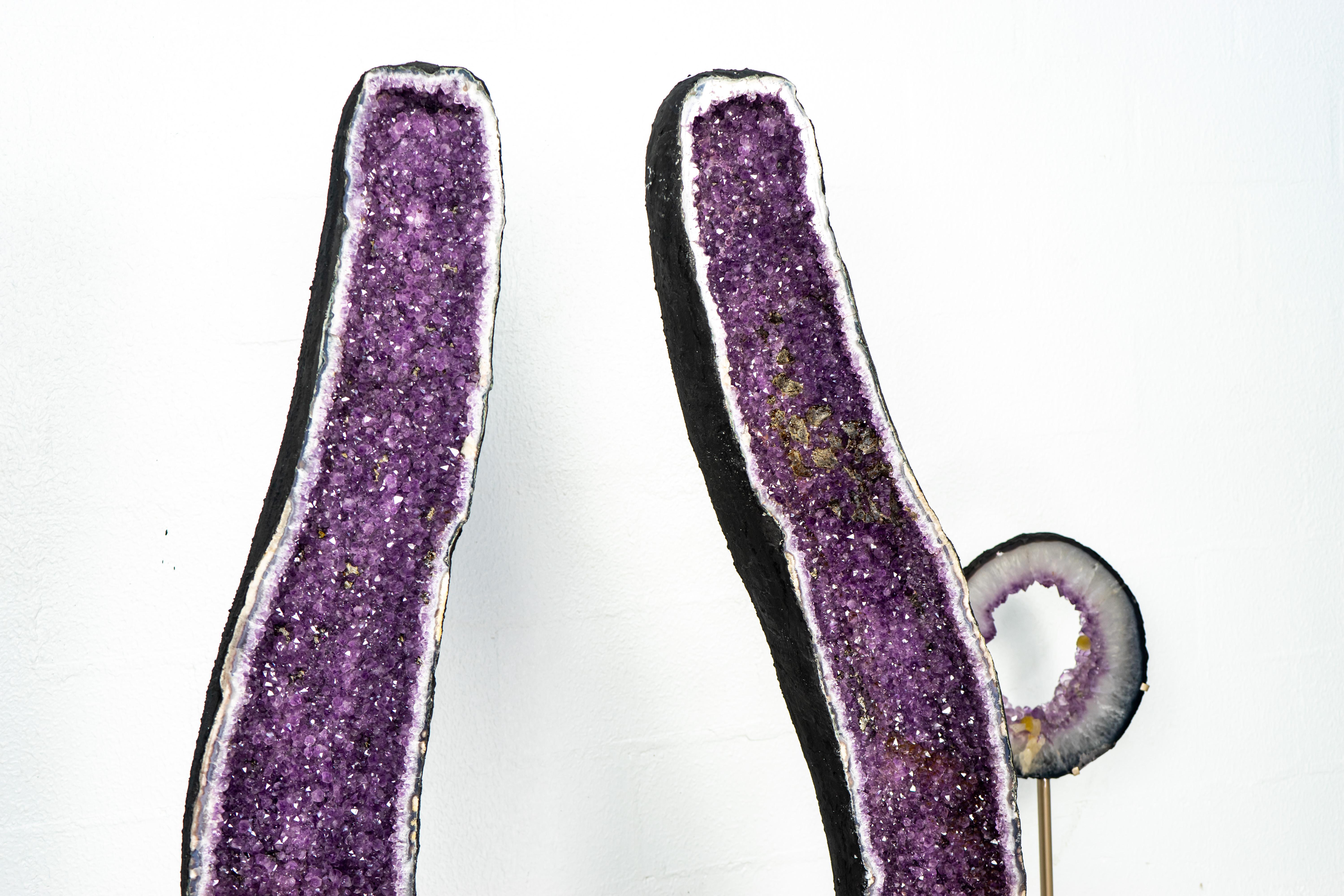 Brazilian Pair of Purple, X-Tall Amethyst Geode Cathedrals Formed in Archway For Sale