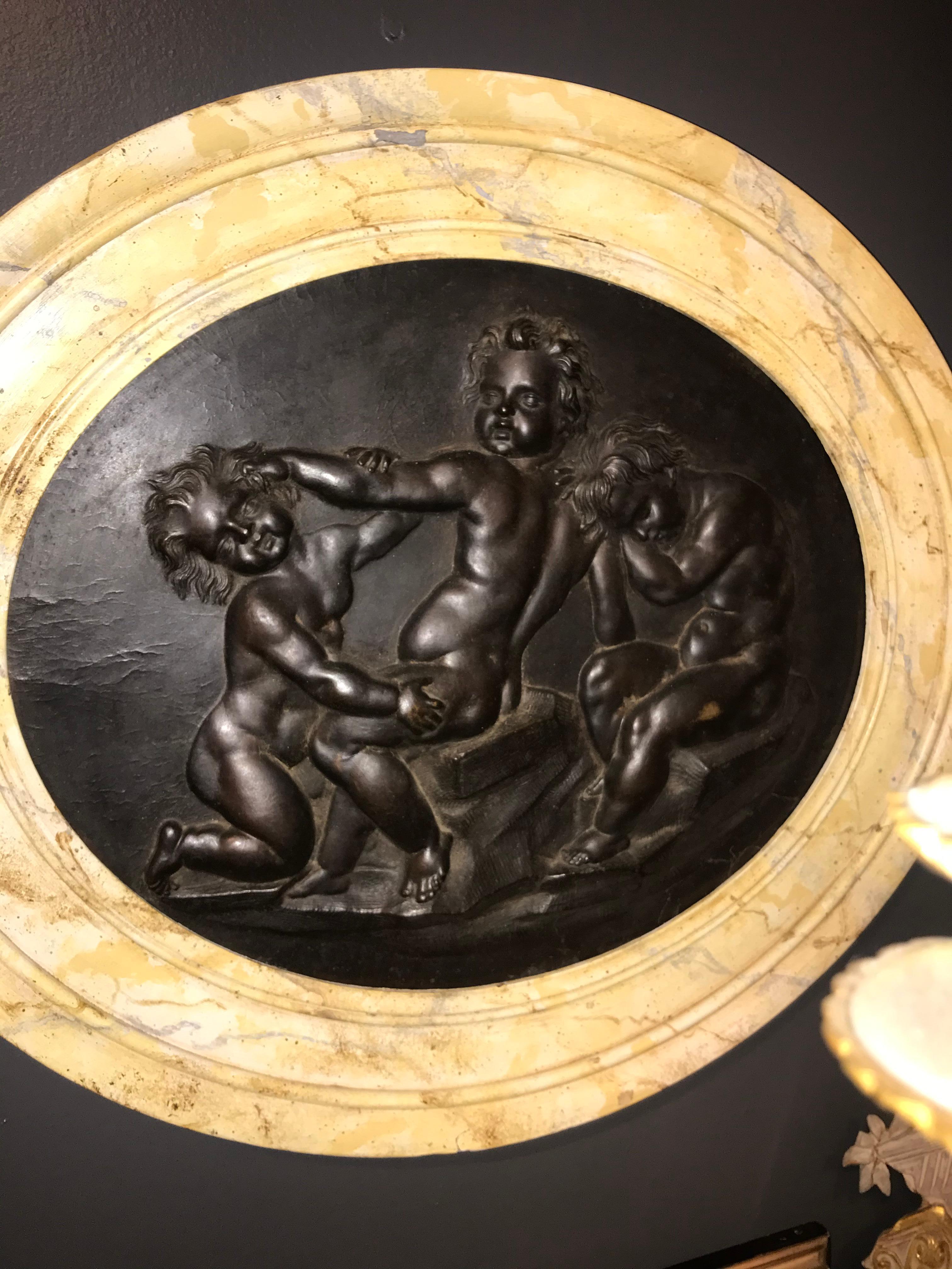 Large Pair of Putti or Cherub Wall Medallions or Plaques 2