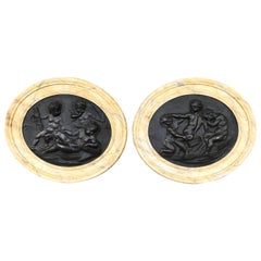 Large Pair of Putti or Cherub Wall Medallions or Plaques