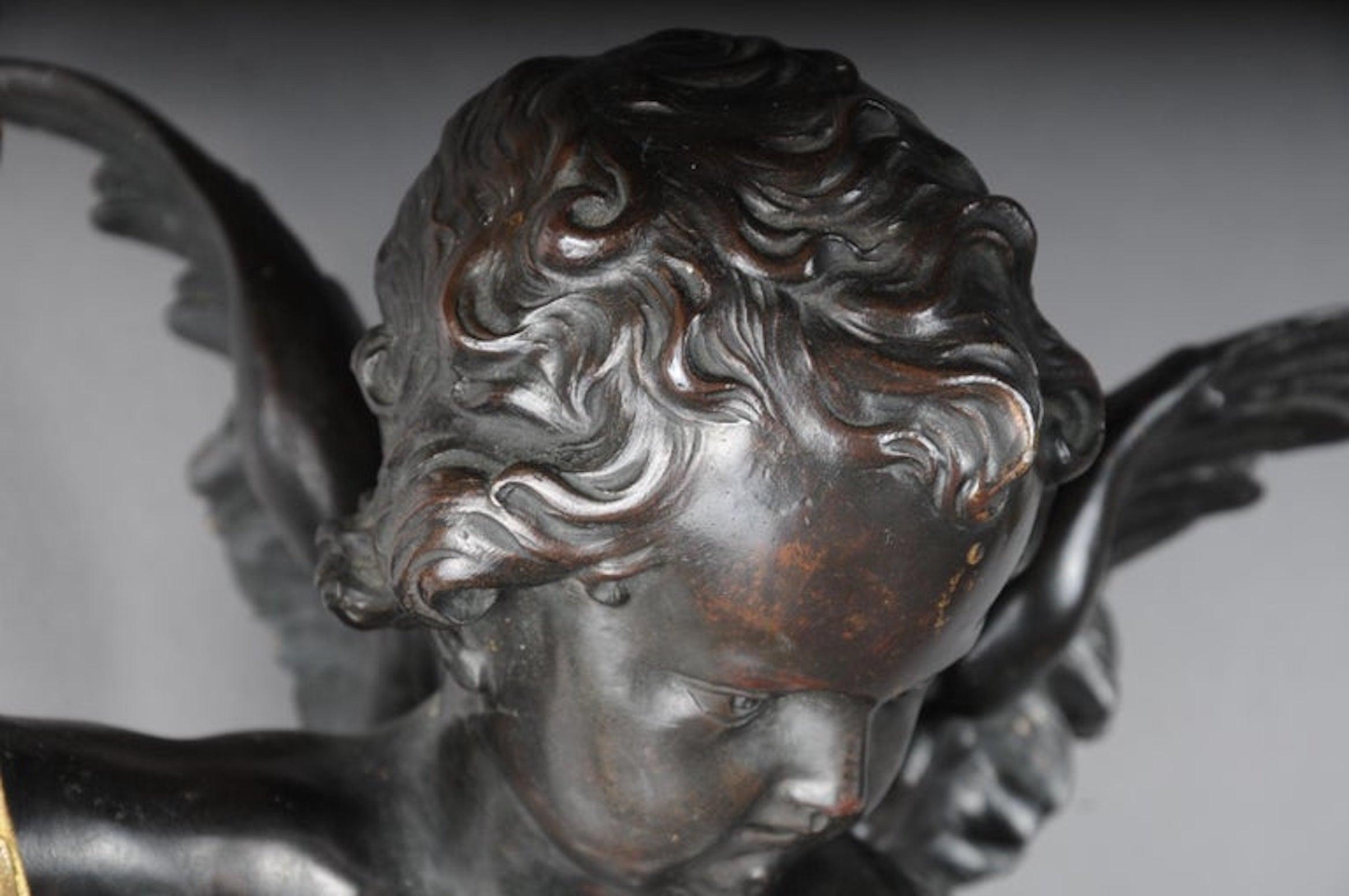 Napoleon III Pair of Putti Wall Appliques or Sconces, Bronze Gilded, Paris, 1870 For Sale