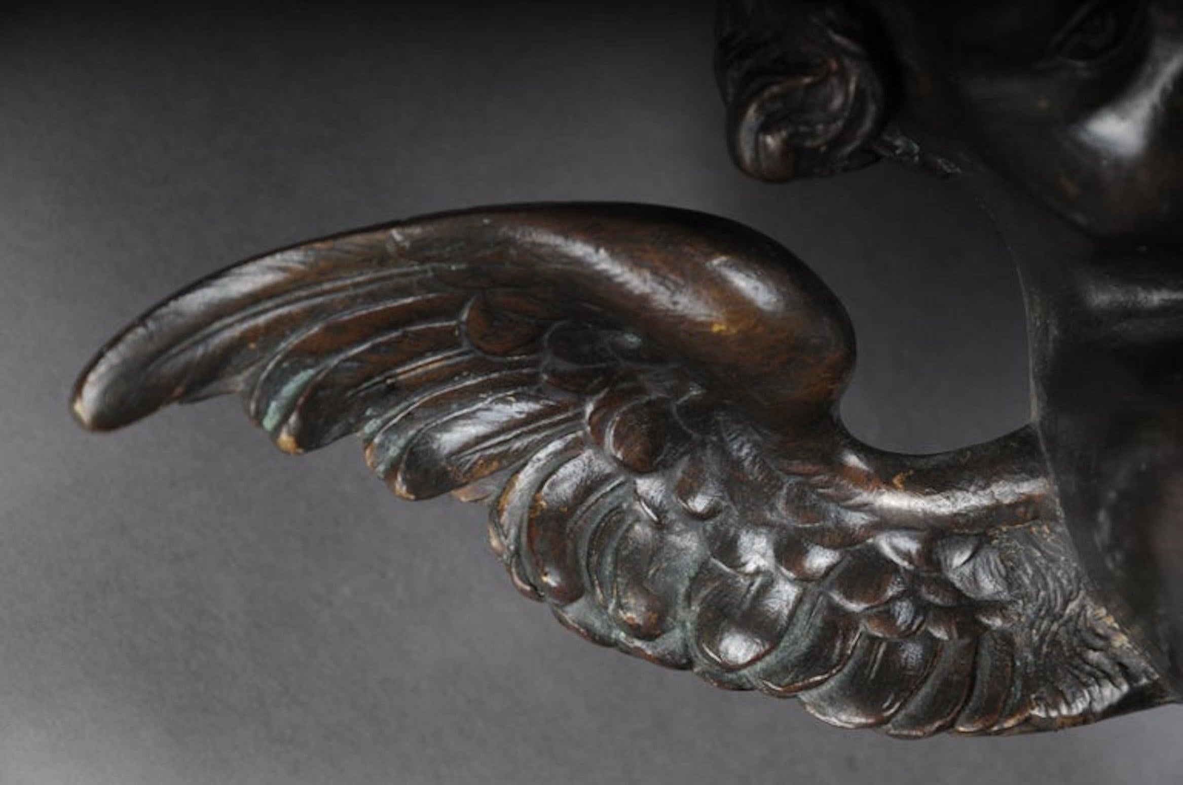French Pair of Putti Wall Appliques or Sconces, Bronze Gilded, Paris, 1870 For Sale