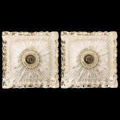 Paar Putzler Wall Lights, skulpturales Glas und Chrom, 1970er Jahre