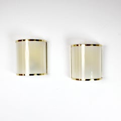 Pair of PVC wall lights with a gilded brass frame - Metalarte - Spain - c. 1970