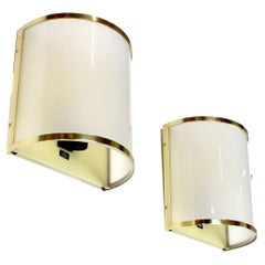 Pair of PVC wall lights with a gilded brass frame - Metalarte - Spain - c. 1970