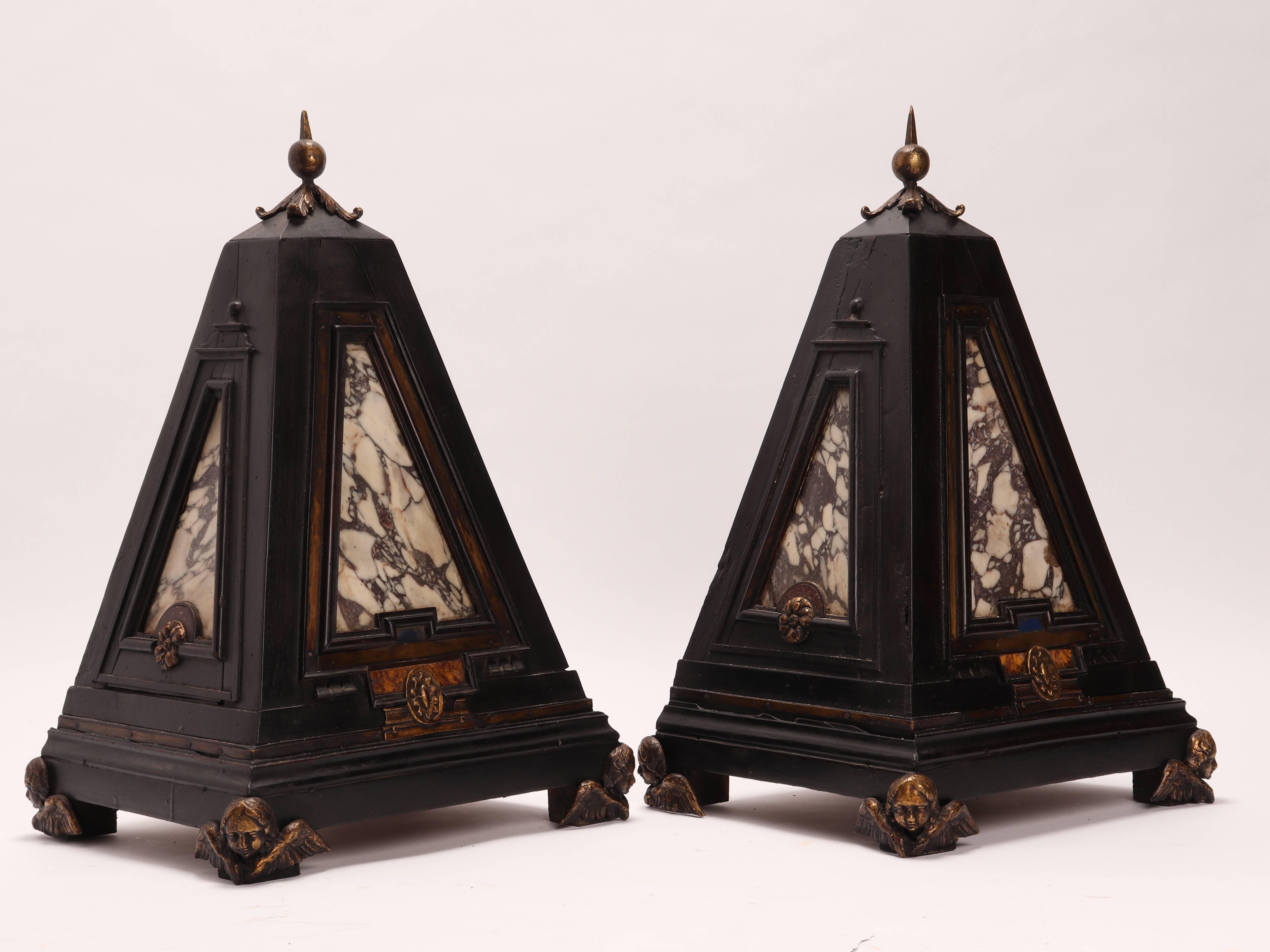 Brass Pair of Pyramids of Grand Tour, Italy, 1830 For Sale