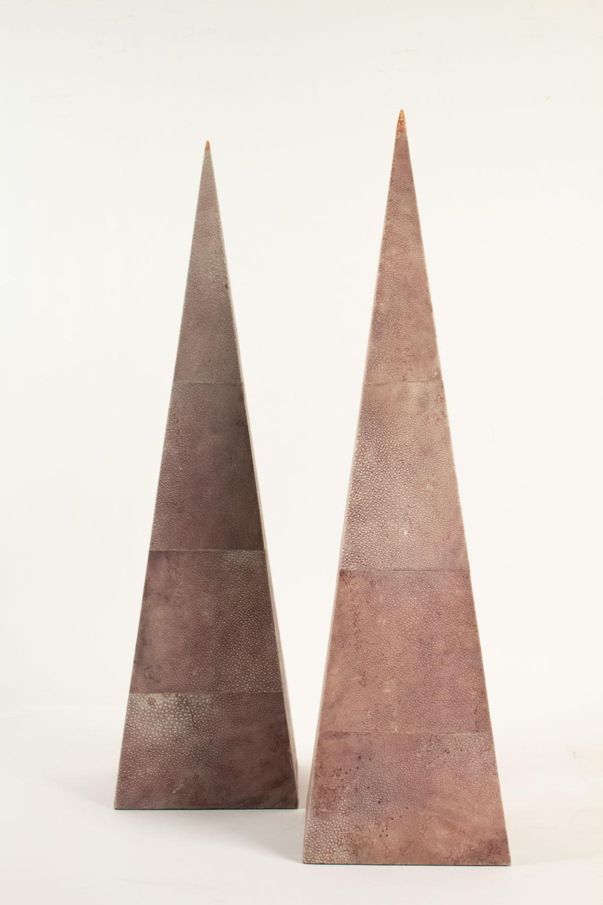 Mid-Century Modern Pair of Pyramids Sheathed Galuchat, 20th Century