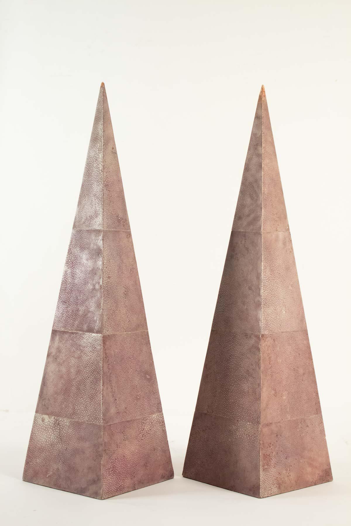 French Pair of Pyramids Sheathed Galuchat, 20th Century