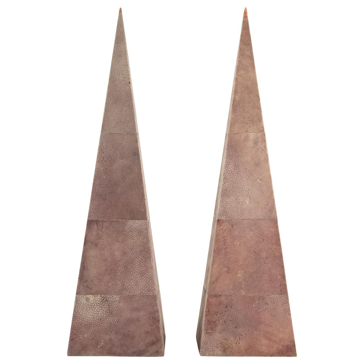 Pair of Pyramids Sheathed Galuchat, 20th Century