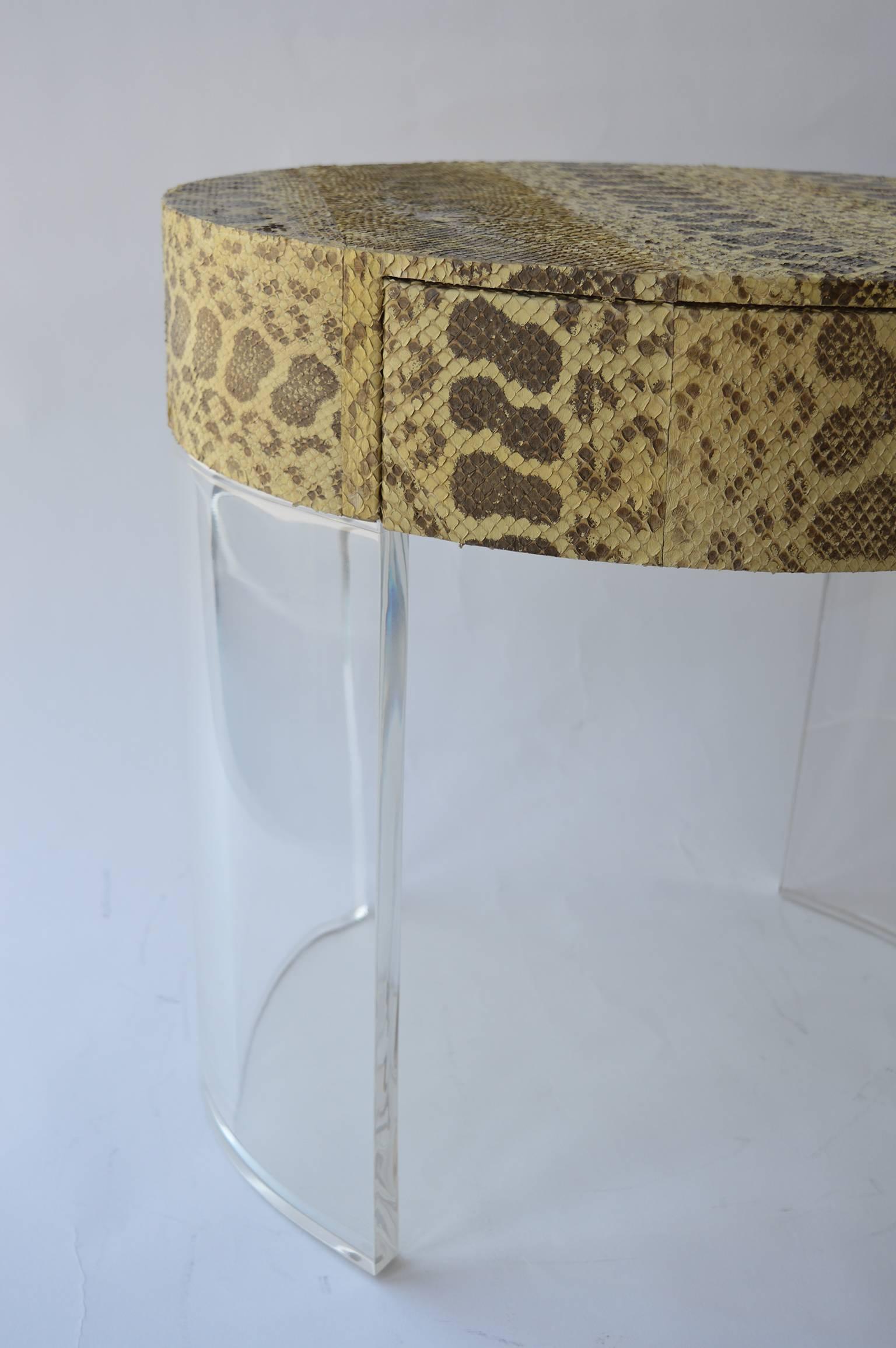 Mid-Century Modern Pair of Python Covered Side Tables