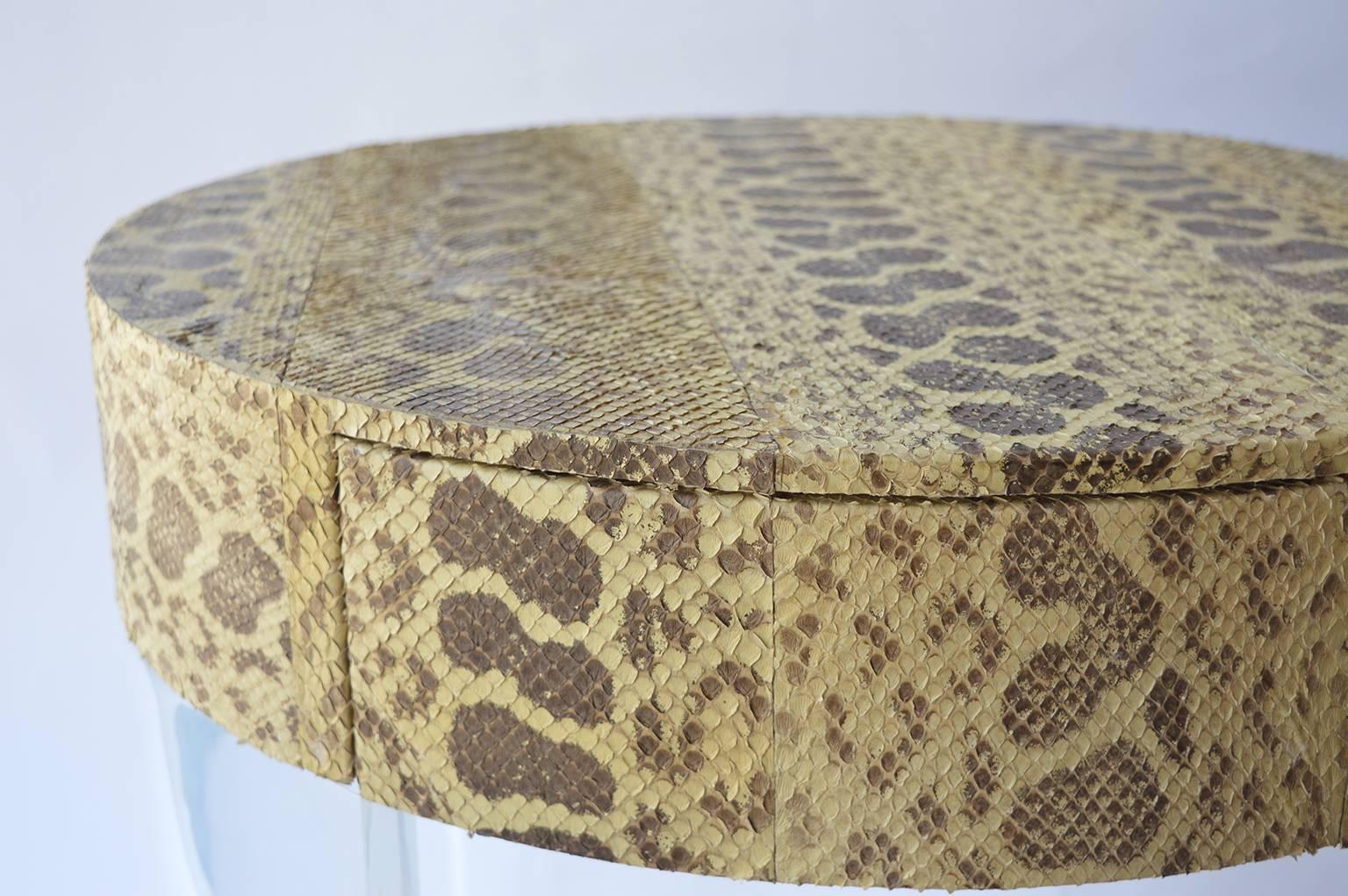 American Pair of Python Covered Side Tables