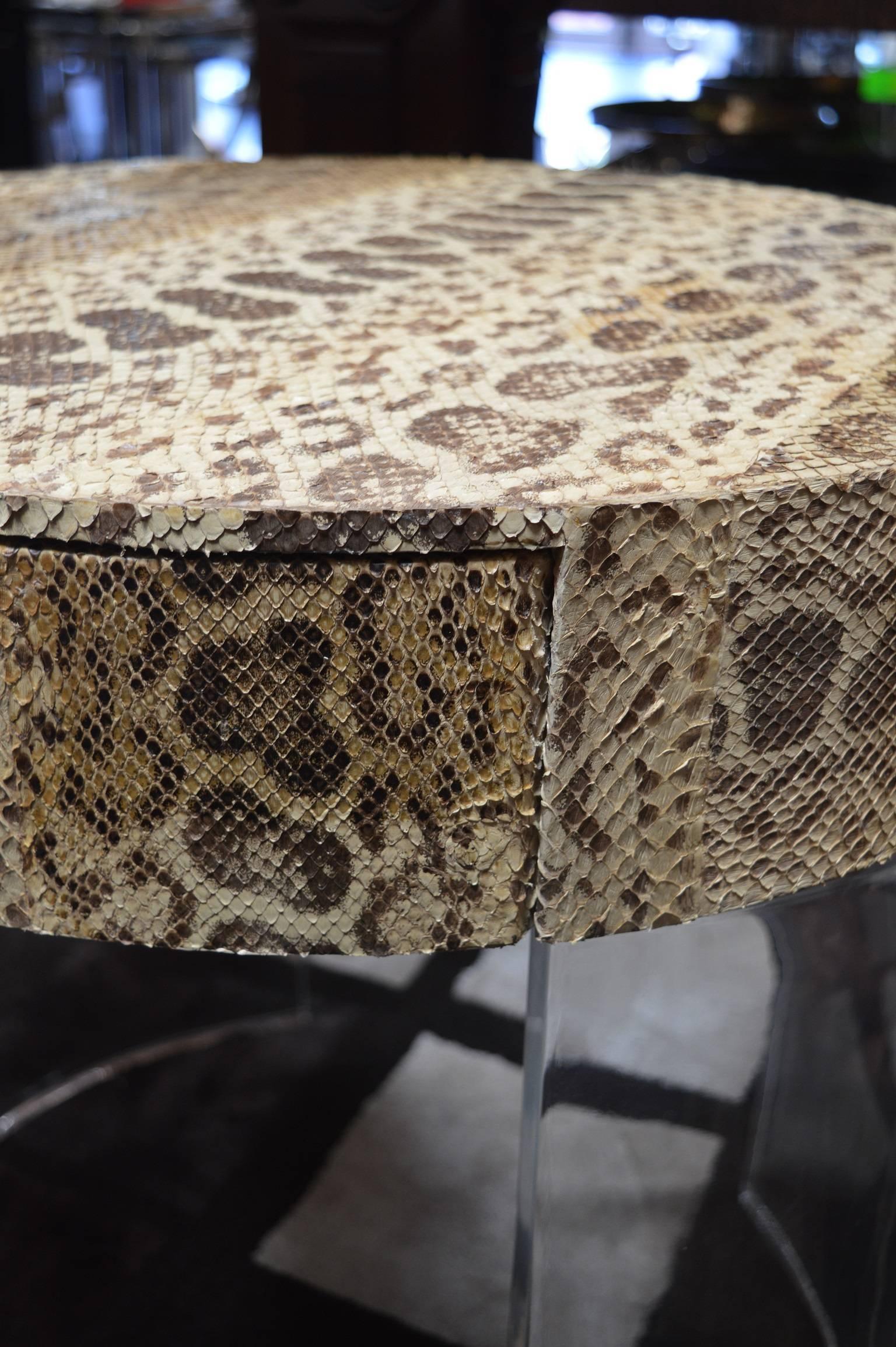 Pair of Python Covered Side Tables 1