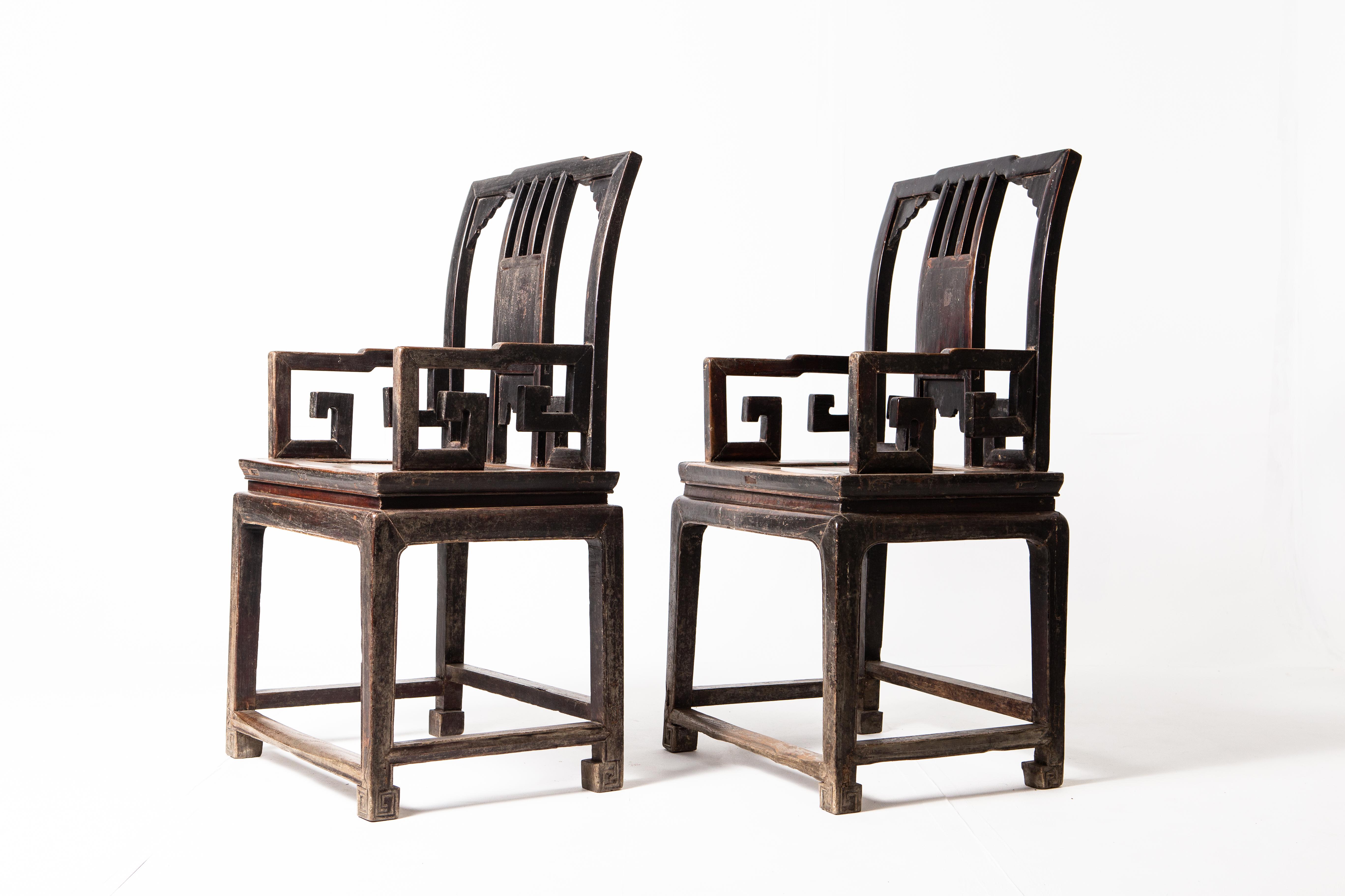 Pair of Qing Dynasty Armchairs 5