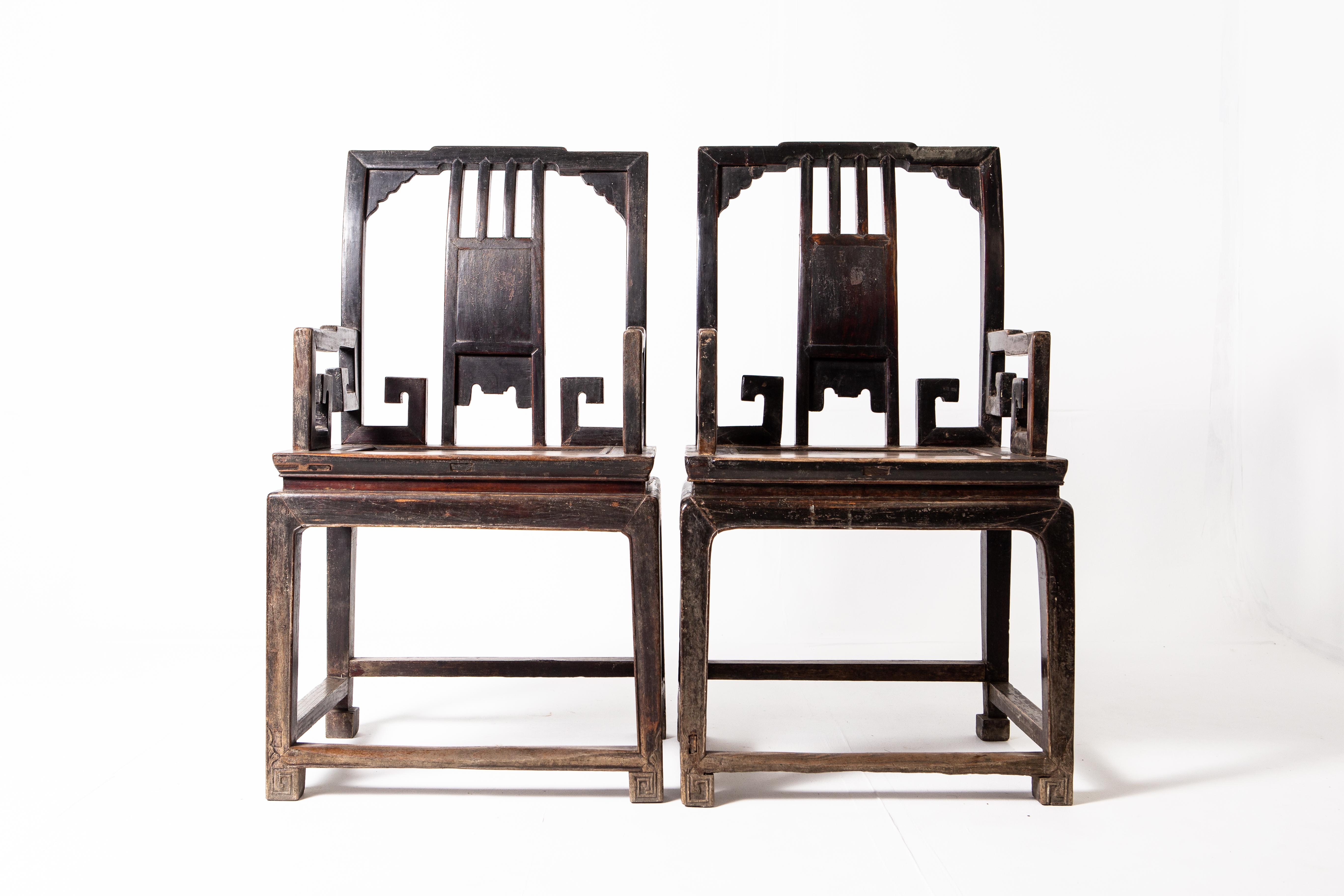Pair of Qing Dynasty Armchairs 8