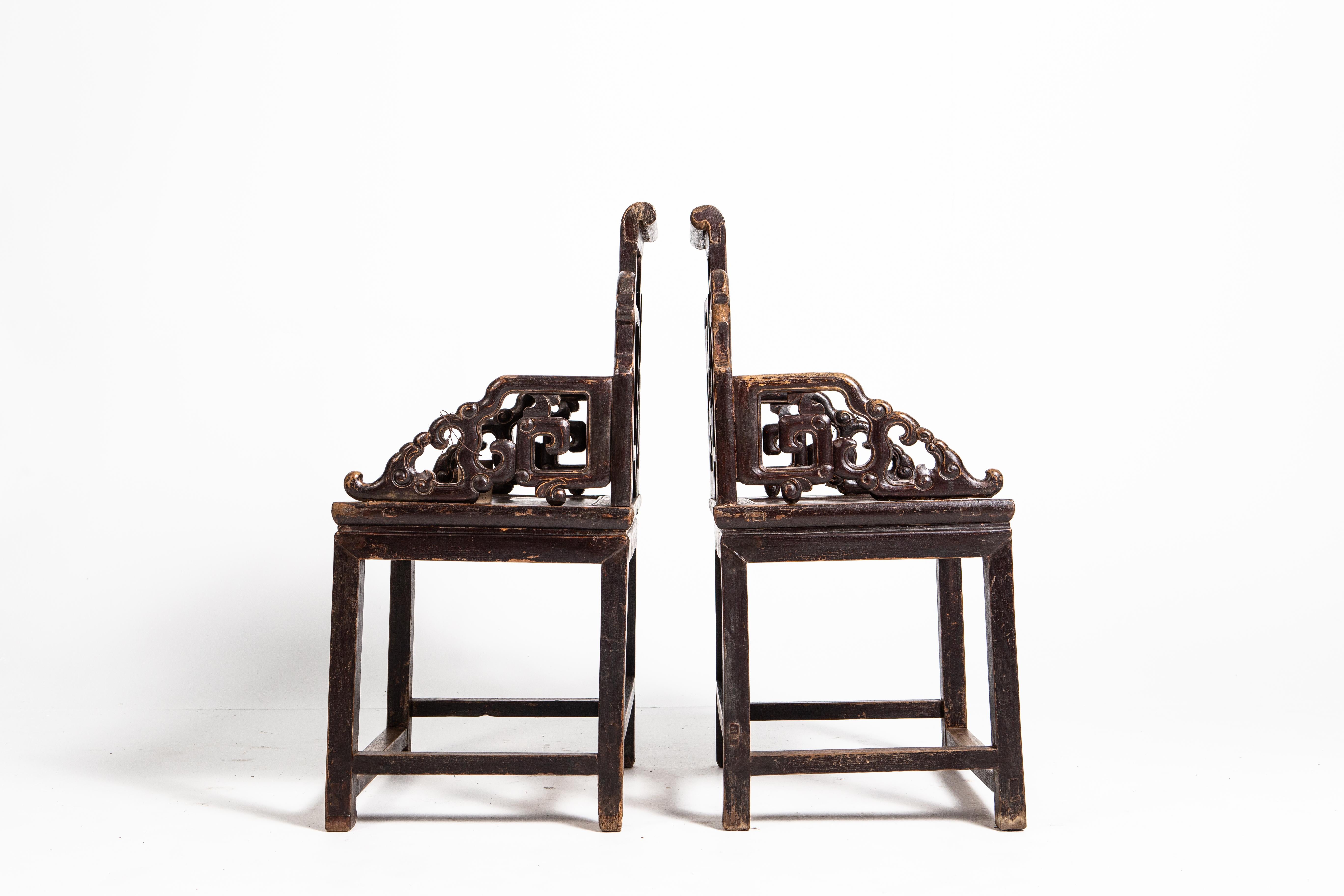 18th Century and Earlier Pair of Qing Dynasty Armchairs