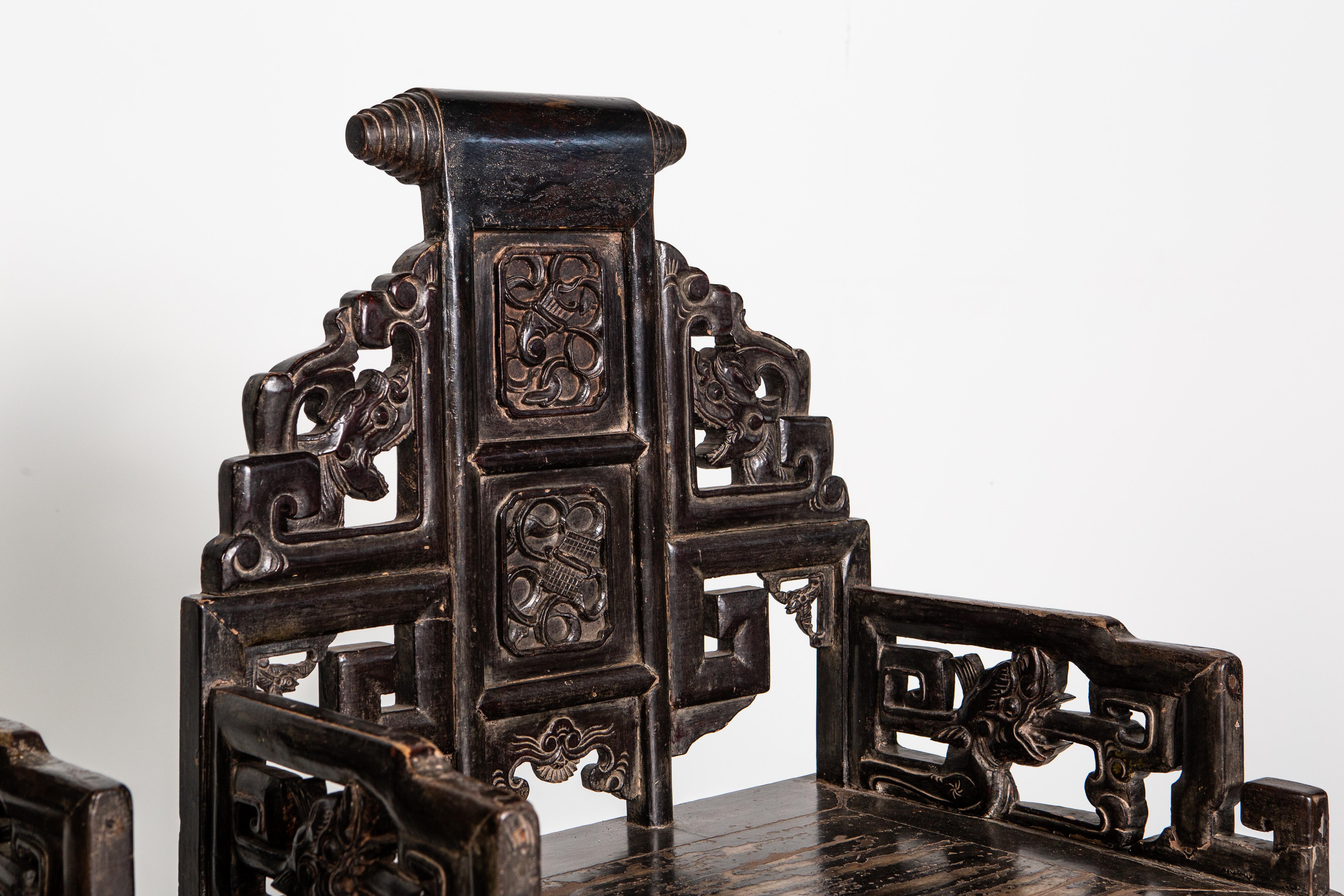 Wood Pair of Qing Dynasty Armchairs