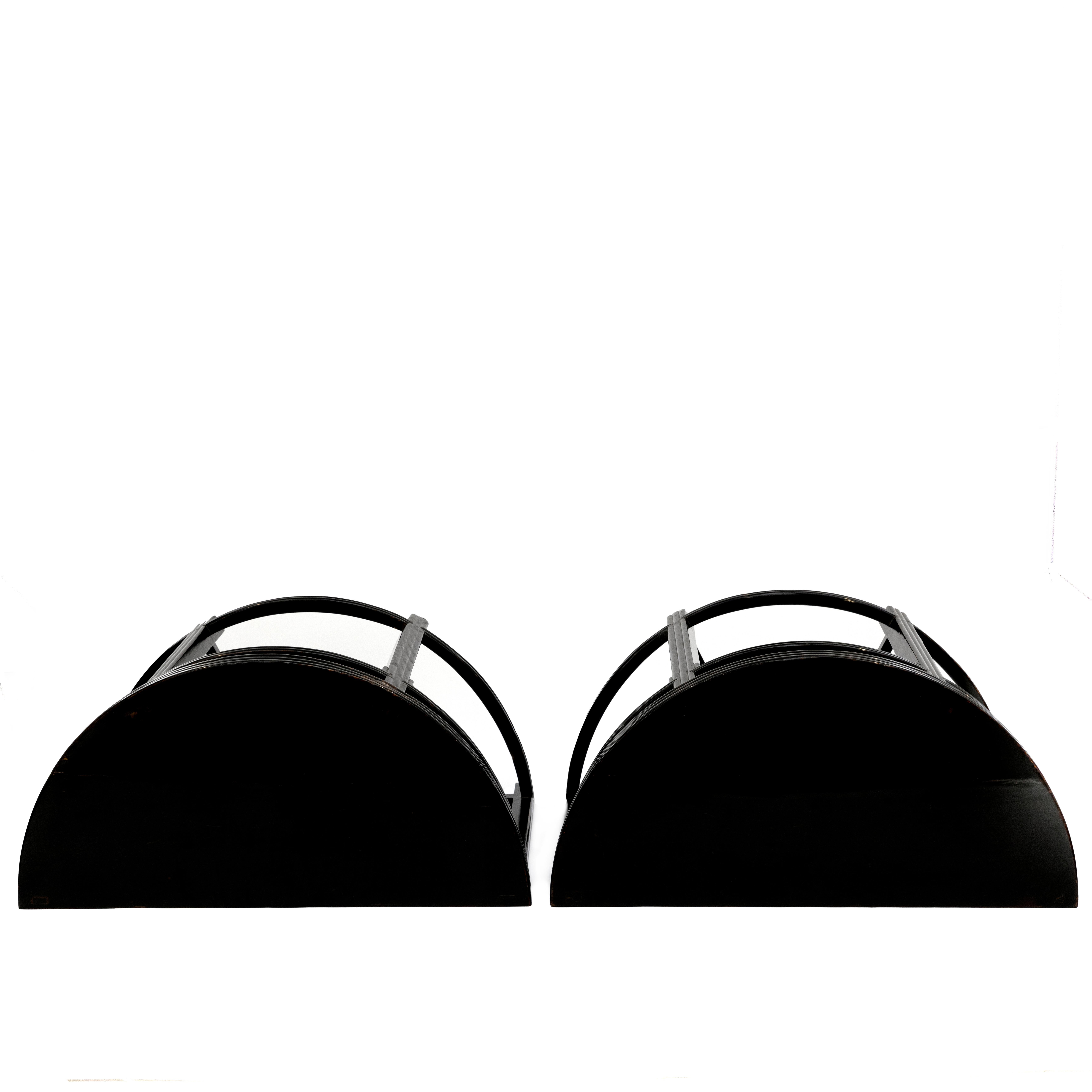 Paar schwarz lackierte Demilune Konsolentische aus der Qing Dynasty Ore Center Table im Angebot 3