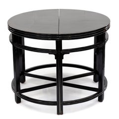 Pair of Qing Dynasty Black Lacquered Demilune Console Tables Ore Center table