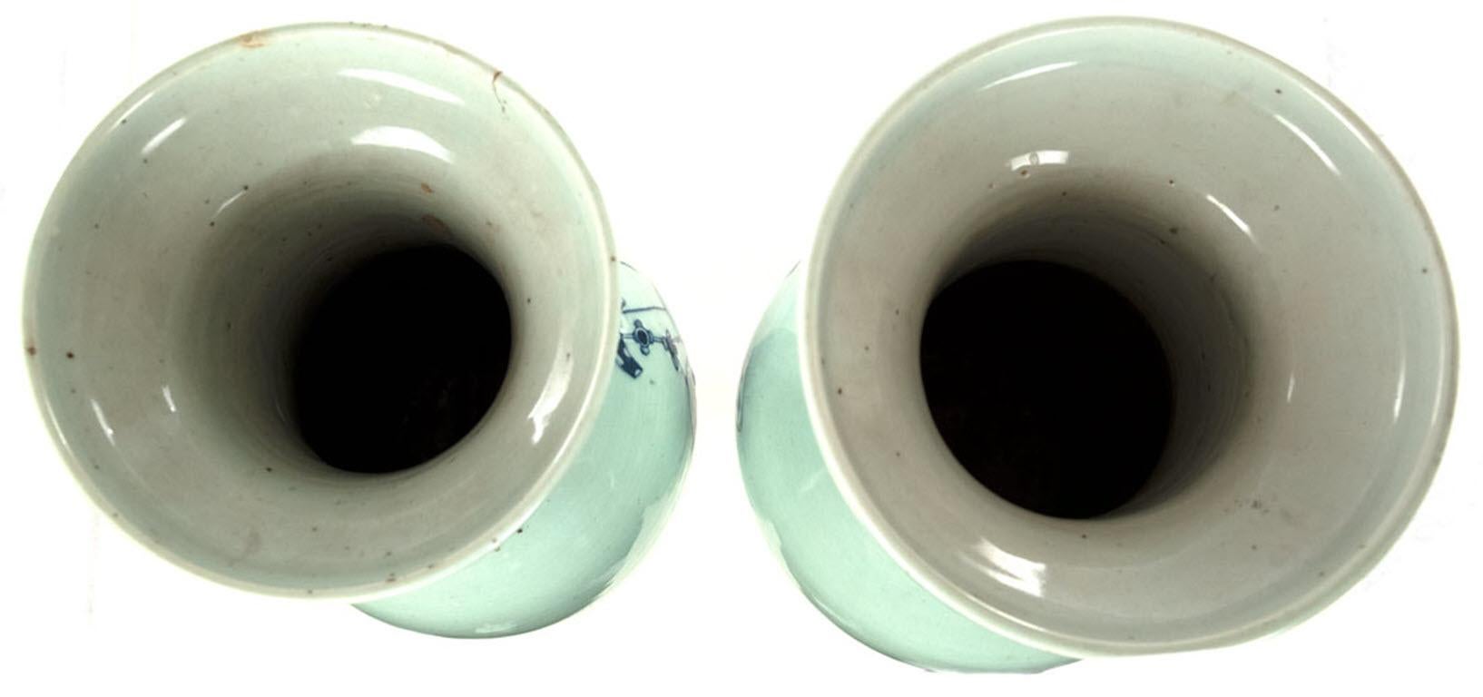 Chinese Pair of Qing Dynasty Blue and White Baluster Vases