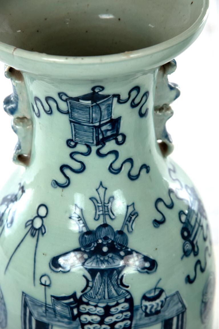 19th Century Pair of Qing Dynasty Blue and White Baluster Vases