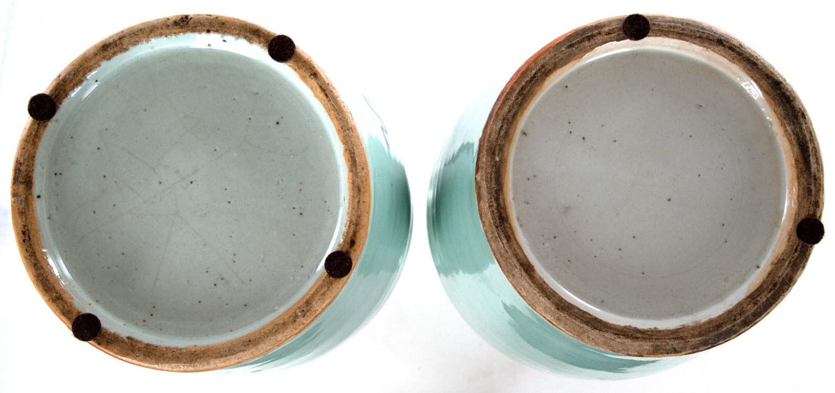 Ceramic Pair of Qing Dynasty Blue and White Baluster Vases