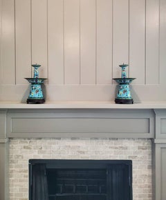 Pair of Qing Dynasty Chinese Cloisonné Enamel Candle Holder Prickets