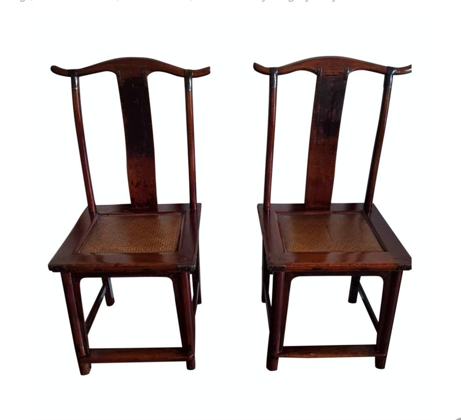 Pair of Qing Dynasty Chinese Elmwood Hat Chairs 4