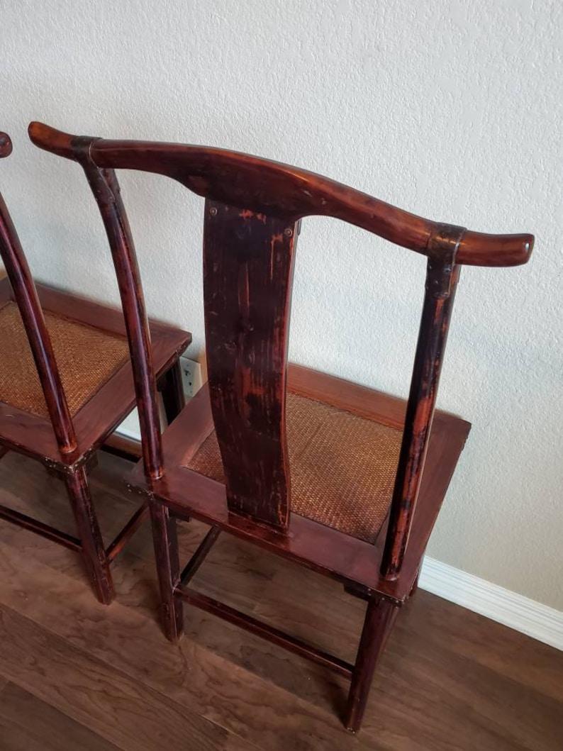 19th Century Pair of Qing Dynasty Chinese Elmwood Hat Chairs