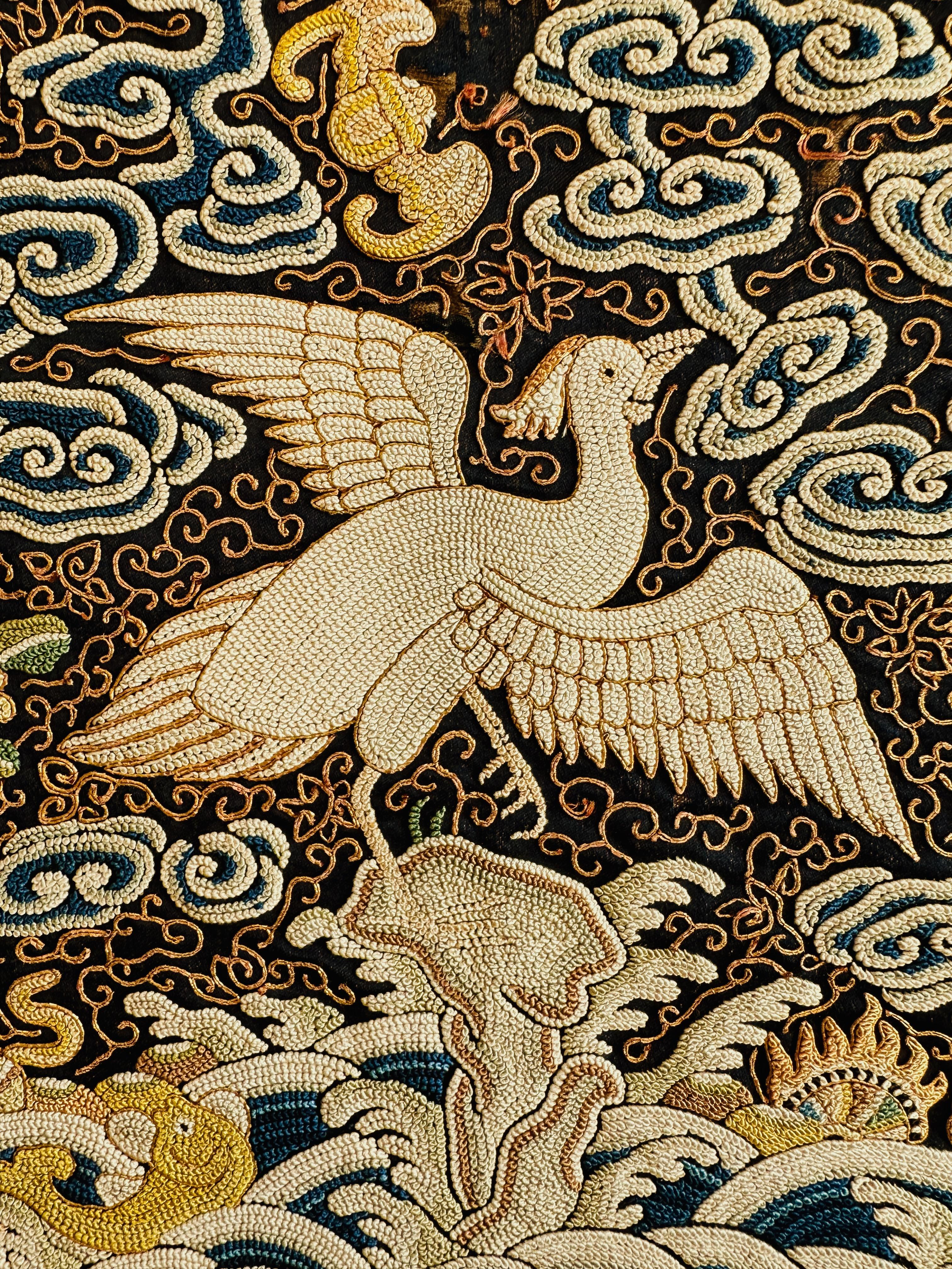 Pair of Qing Dynasty Civil Rank Badges with Egrets For Sale 3