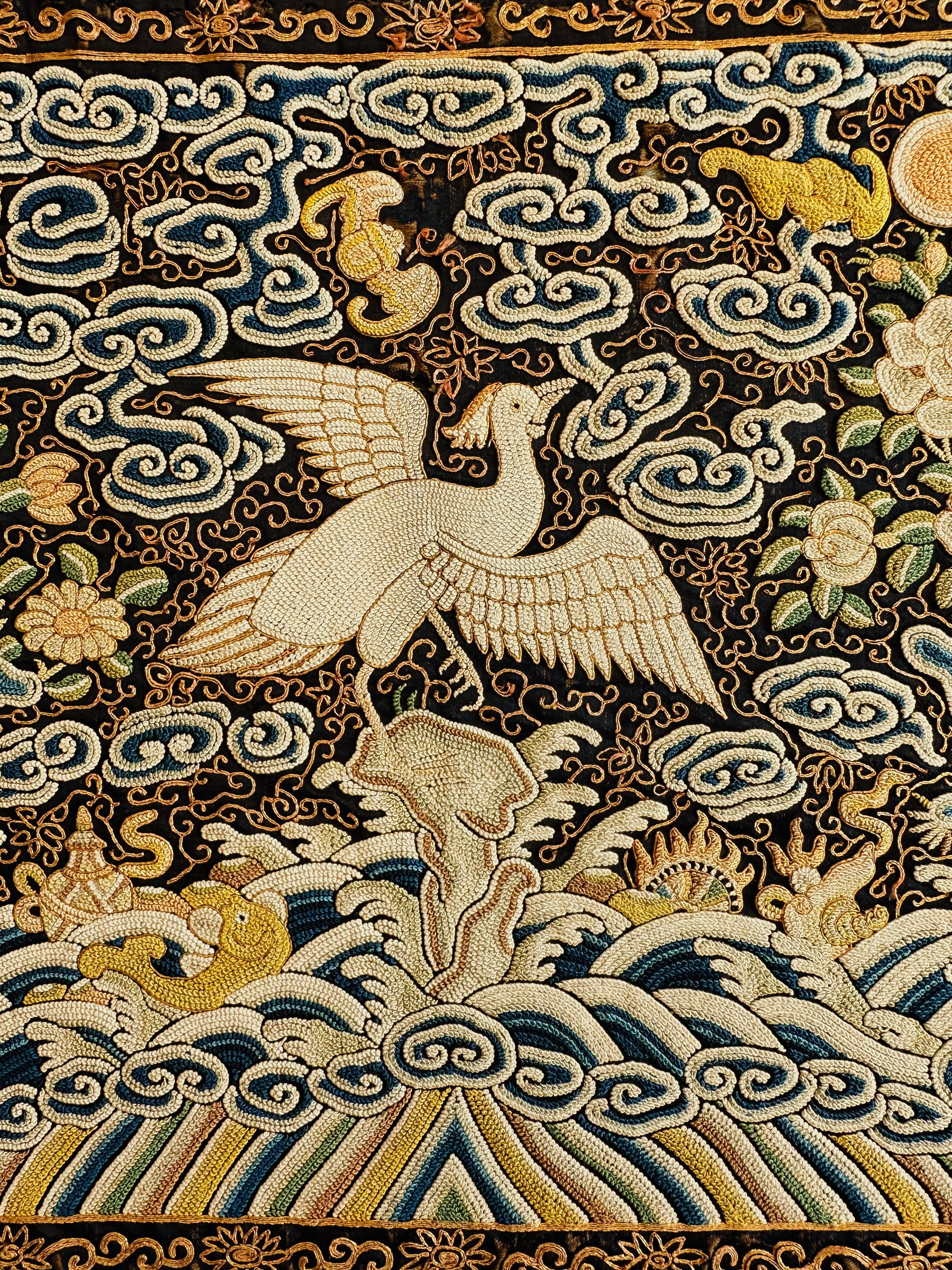 Pair of Qing Dynasty Civil Rank Badges with Egrets For Sale 8