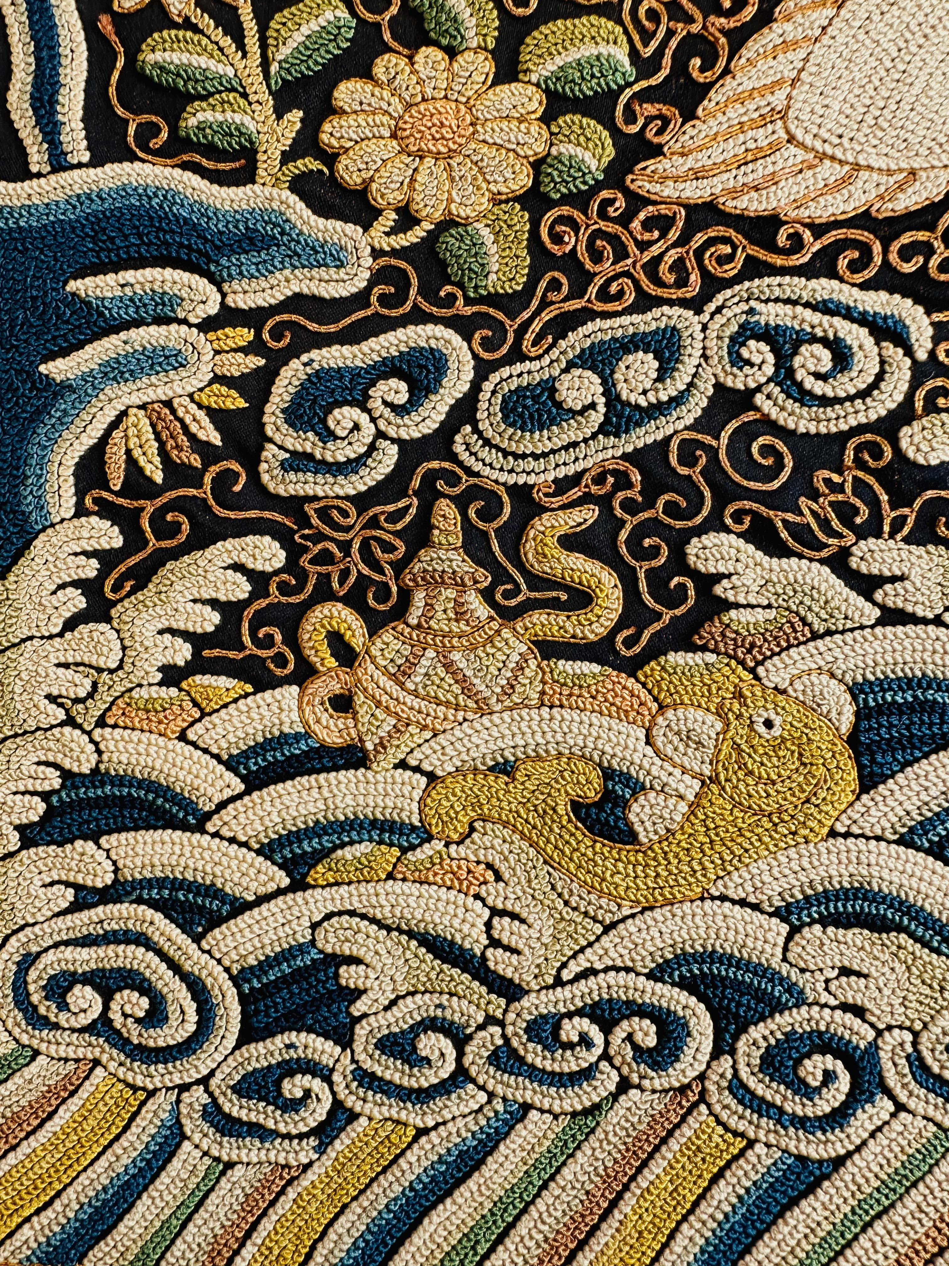 19th Century Pair of Qing Dynasty Civil Rank Badges with Egrets For Sale